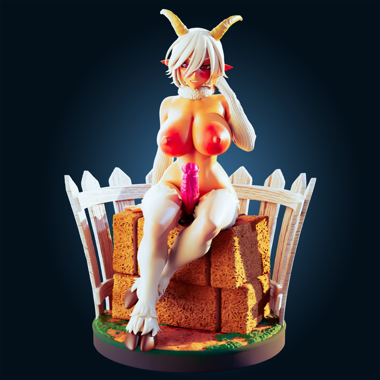 Saane Goat Monster Girl Statue | Monster Musume Fan Art by Officer Rhu SFW,NSFW,Futa 3d printed,Saane Goat statue,futa statue,Monster Musume statue,furry statue,nsfw statue