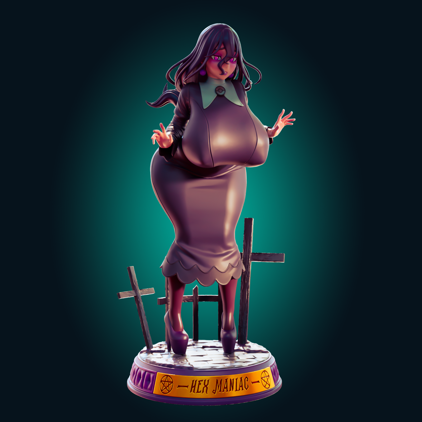 Hex Maniac ZA Ultra Thicc Statue | Pokémon Fan Art by Officer Rhu SFW,NSFW,Futa 3d printed,Hex Maniac statue,futa statue,pokemon statue,furry statue,nsfw statue