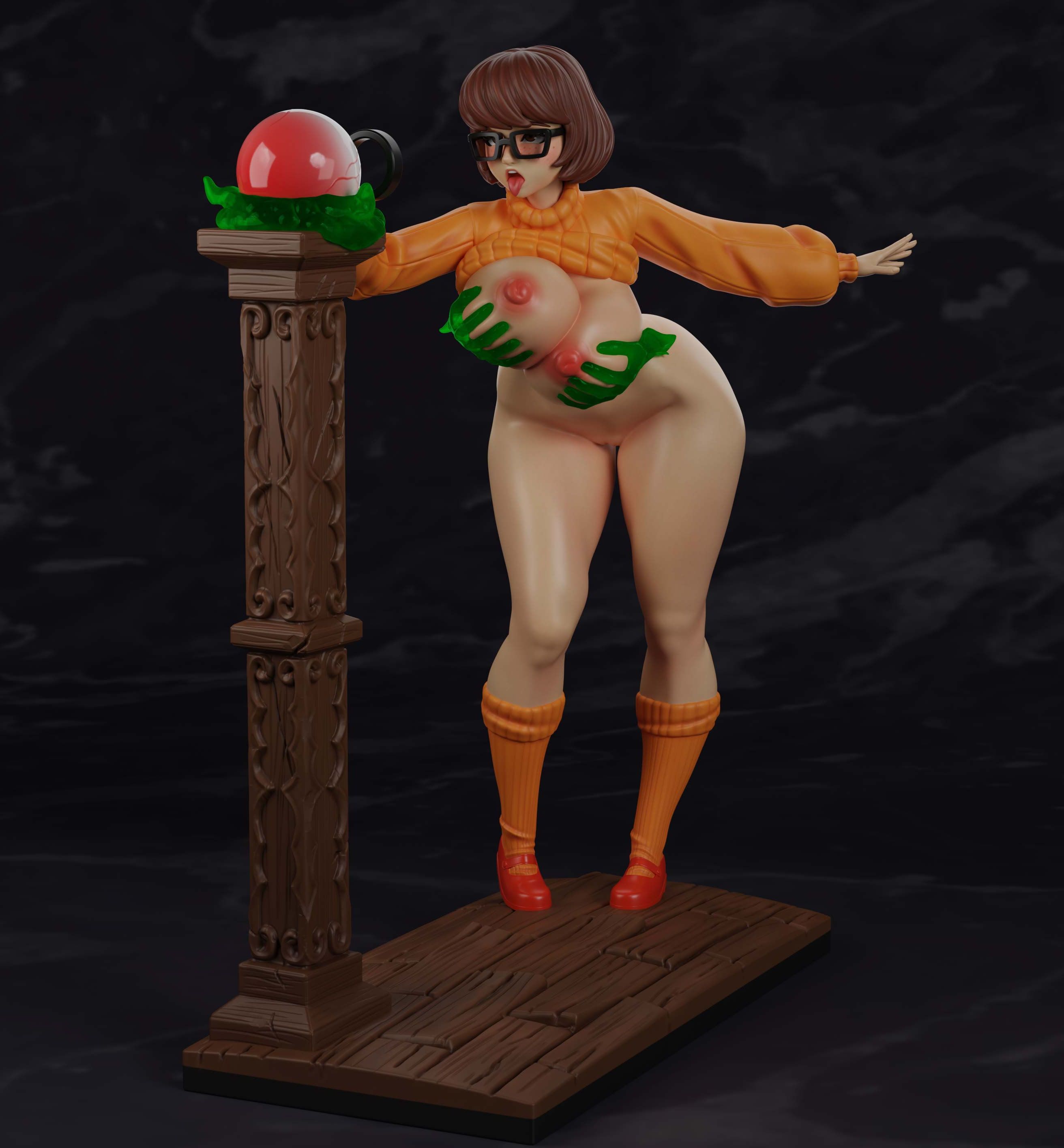 Velma Statue | Scooby-Doo Fan Art by PolyBitsArt SFW,NSFW 3d printed statue,3d printed,Velma Statue,3d printed figure,Scooby-Doo Statue,nsfw statue