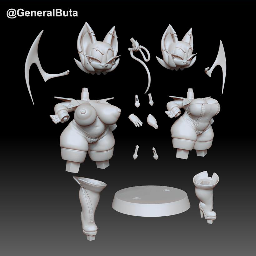 Rouge Statue | Sonic the Hedgehog Fan Art by GeneralButa SFW,NSFW 3d printed statue,3d printed,nsfw statue,Rouge Statue,3d printed figure,Sonic the Hedgehog