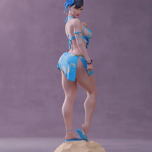 Chun-Li Bikini Statue | Street Fighter Fan Art by Abe3D SFW 3d printed statue,chun-li ,street fighter,3d printed figure,3d printed