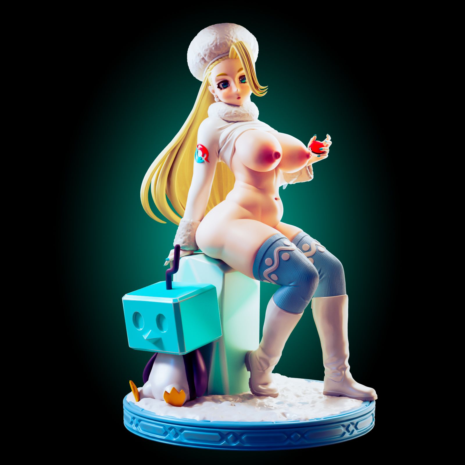 Melony Trainer Ultra Thicc Statue | Pokémon Fan Art by Officer Rhu SFW,NSFW,Futa 3d printed statue,3d printed,nsfw statue,futa statue,Melony Trainer Statue,pokemon statue