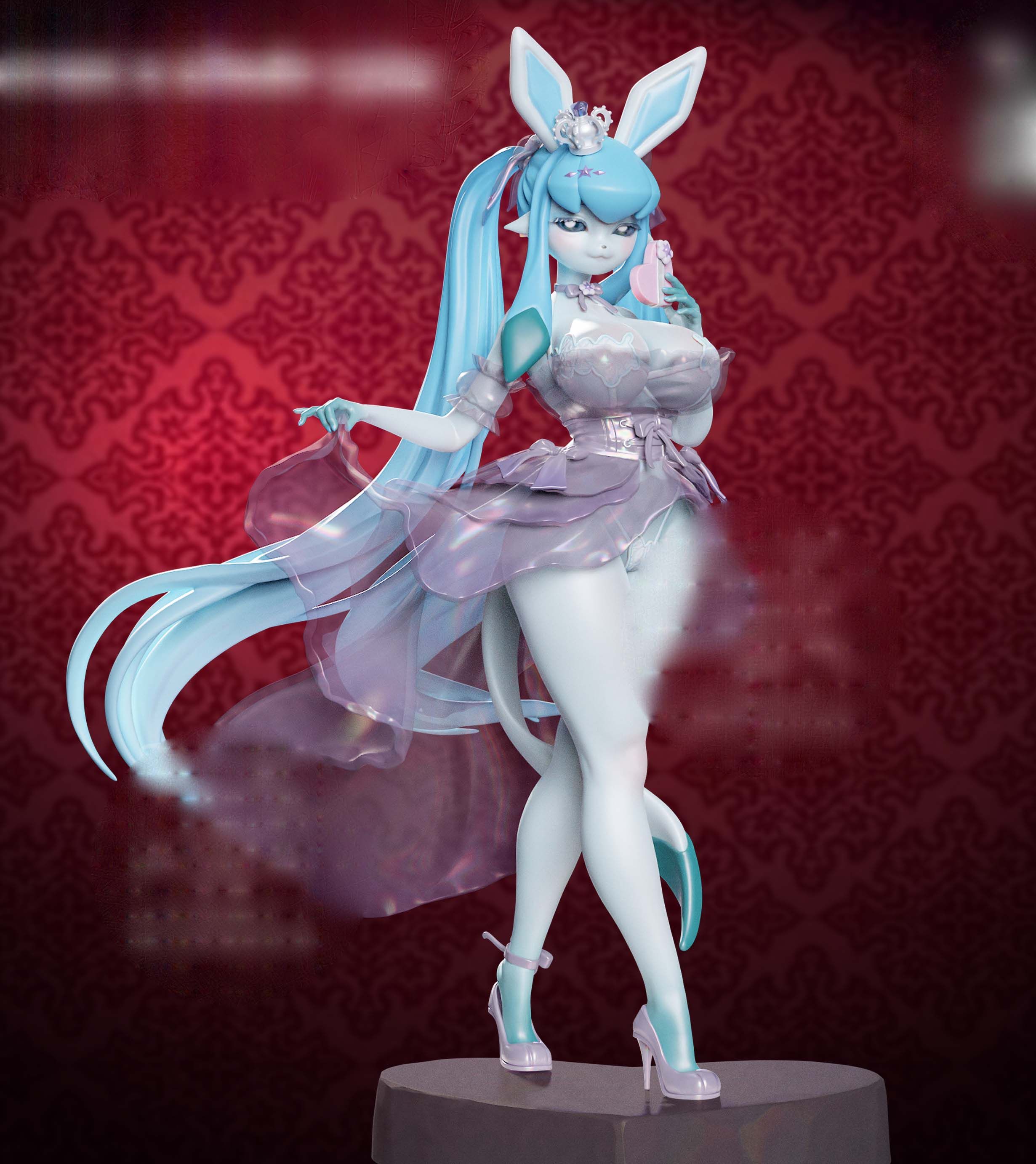 Glaceon Furry Statue | Pokemon Fan Art by Onagaba SFW,NSFW,Futa 3d printed statue,3d printed,3d printed figure,Glaceon Statue,Pokémon Statue,futa statue,futa figurines,futanari figurines,futanari statue,nsfw statue,furry statue