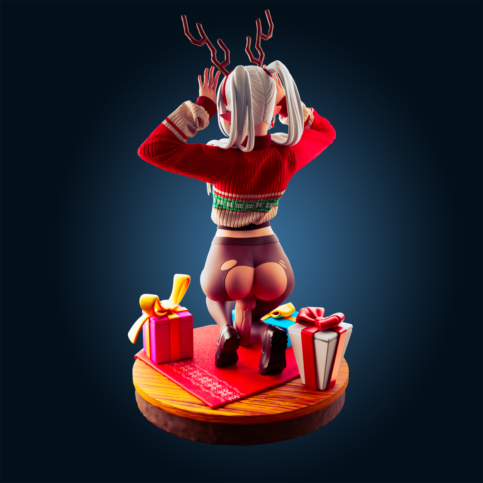 Frieren Christmas Statue | Frieren: Beyond Journey's End Fan Art by Officer Rhu SFW,NSFW,Futa 3d printed,Frieren Christmas statue,futa statue,Frieren: Beyond Journey's End statue,furry statue,nsfw statue