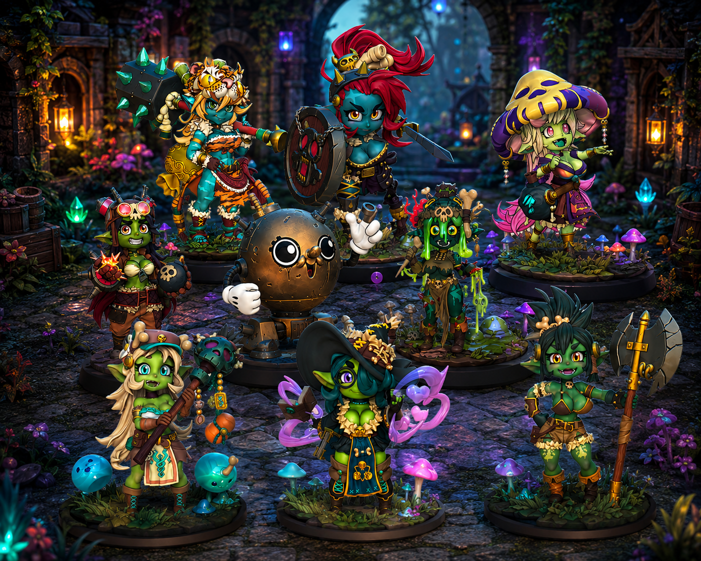 Goblin Team Gobettes Miniature Pack | DnD Fan Art by RoninArtsWorkshop SFW 3d printed,goblin miniature,3d printed miniature,sfw miniature,Warrior Goblin,Goblin Girl Team,Gobettes miniature