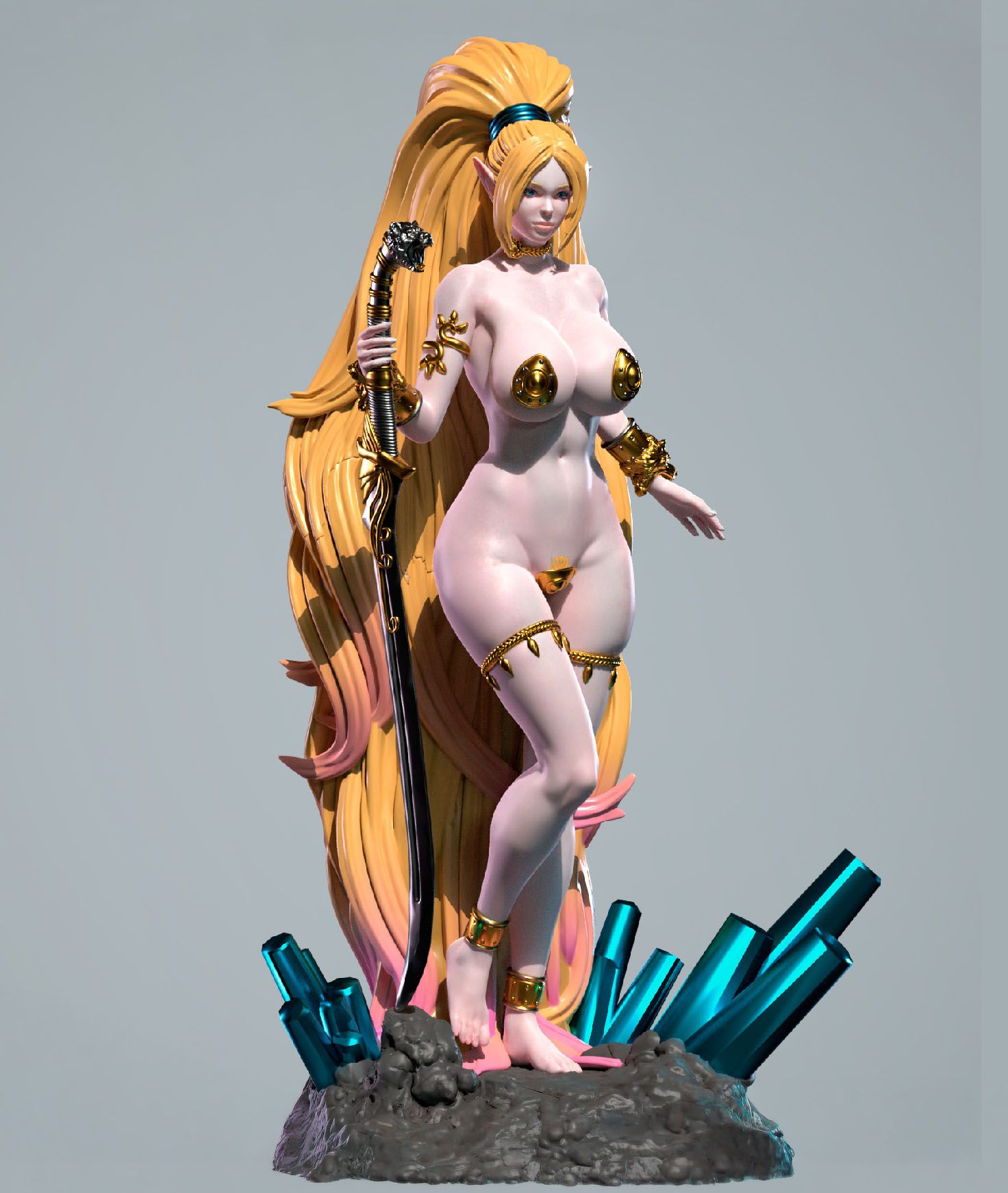 Blue Sammy Statue | Original Fanart von Freyas Fantasys SFW,NSFW 3d printed statue,3d printed,3d printed figure,Blue Sammy Statue,Original Statue,nsfw statue