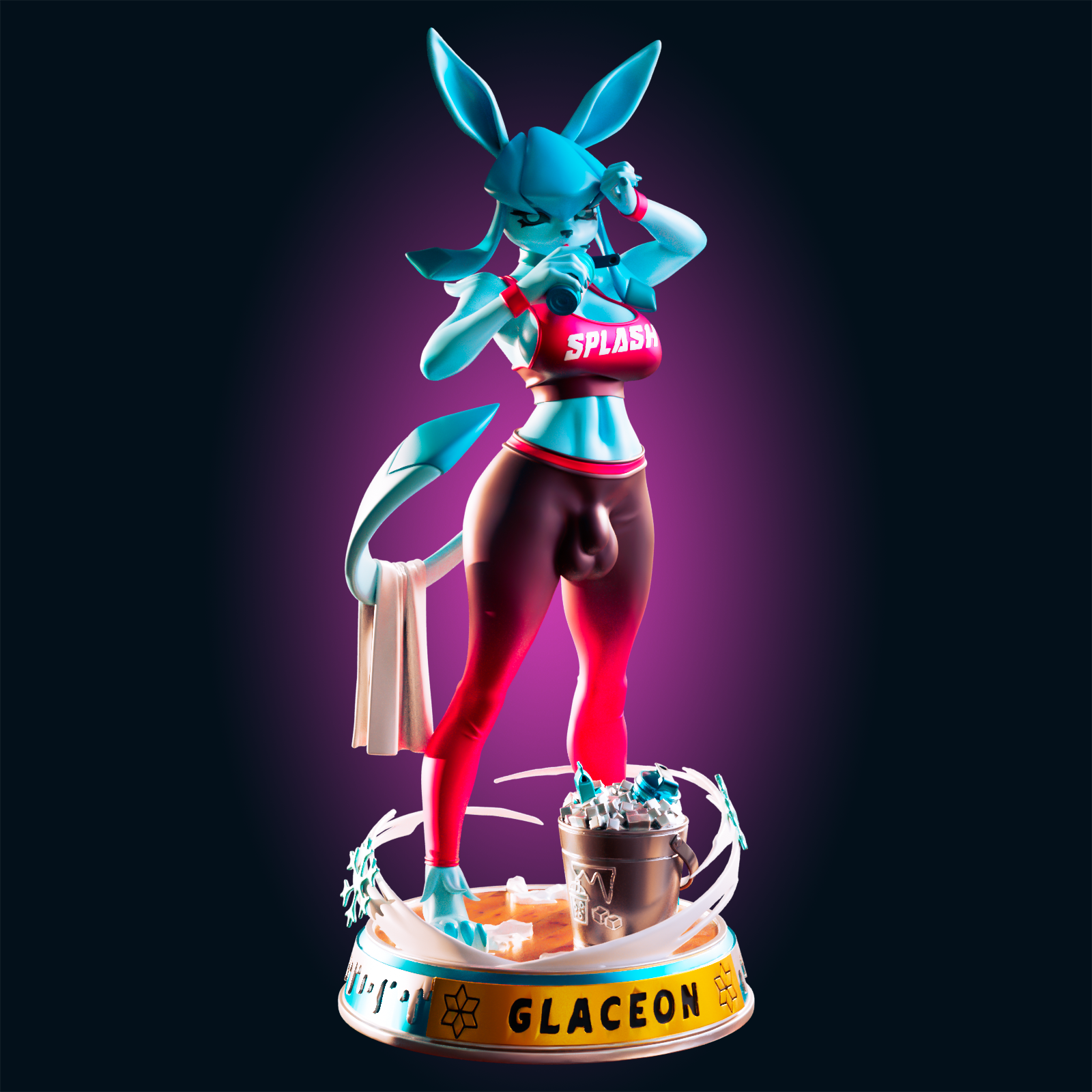 Glaceon Statue | Pokémon Fan Art by Officer Rhu SFW,NSFW,Futa 3d printed statue,3d printed,nsfw statue,futa statue,Glaceon Statue,pokemon statue