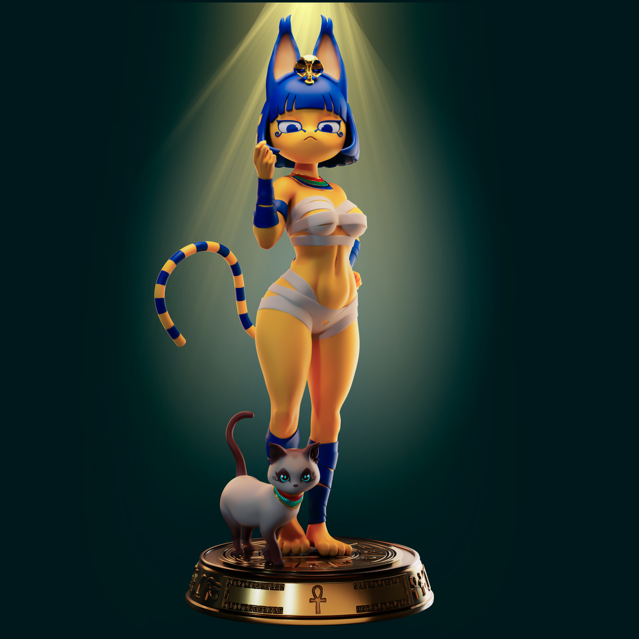Ankha Statue | Animal Crossing Fan Art by Officer Rhu SFW,NSFW 3d printed statue,3d printed,nsfw statue,furry statue,Ankha Statue,Animal Crossing Statue