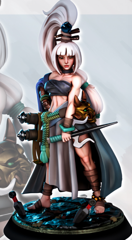 Rin Shadowdancer Ninja Miniature | DnD Fan Art by Gaz Minis SFW,NSFW 3d printed,miniature,dnd miniature,Rin Shadowdancer Ninja,3d printed miniature,nsfw miniature