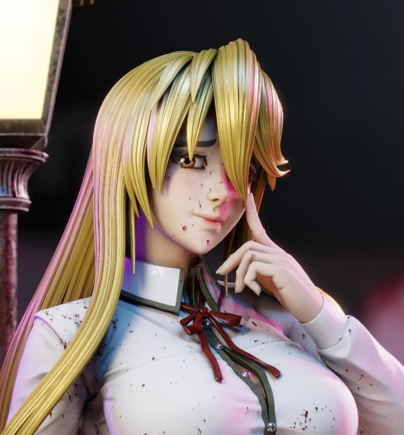Shizuka Marikawa Statue | Highschool of the Dead Fan Art by 3Dmoonn SFW,NSFW 3d printed,3d printed statue,Shizuka Marikawa Statue,Highschool of the Dead statue,nsfw statue
