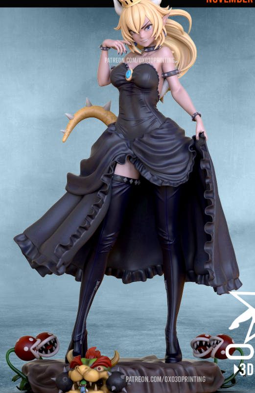 Bowsette Statue | Super Mario Fan Art by OXO3D SFW 3d printed,3d printed statue,3d printed figure,Bowsette Statue,Super Mario Statue