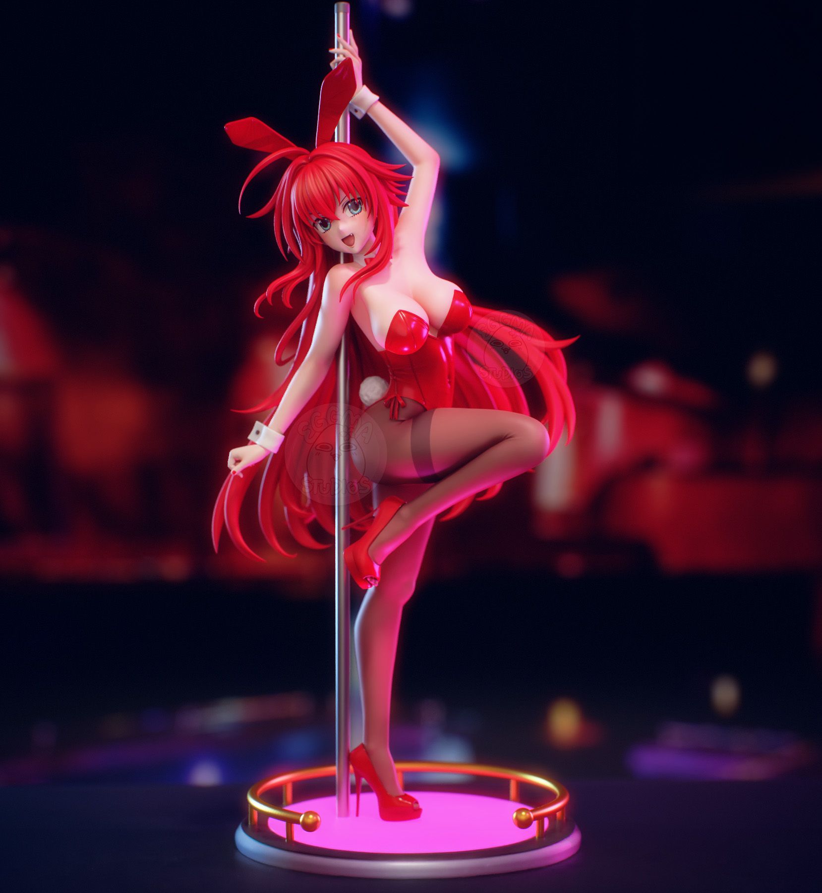 Rias Gremory Pole Dancer Statue | High School DxD Fanart von EggmaStudios SFW,NSFW 3d printed statue,3d printed,3d printed figure,High School DxD Statue,Rias Gremory Statue,nsfw statue