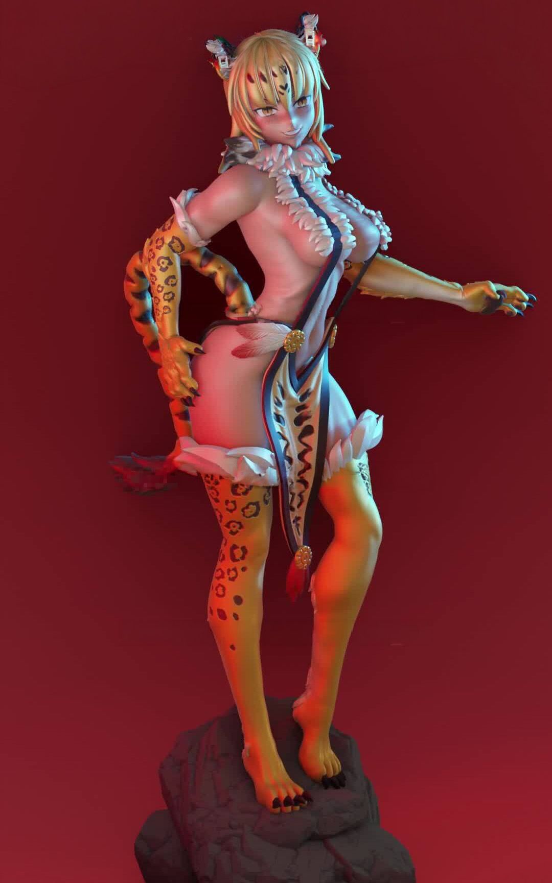 Ocelomeh Statue | Monster Girl Encyclopedia Fan Art by Magpie3d SFW,NSFW 3d printed statue,3d printed,3d printed figure,nsfw statue,Monster Girl Encyclopedia statue,Ocelomeh statue,furry statue