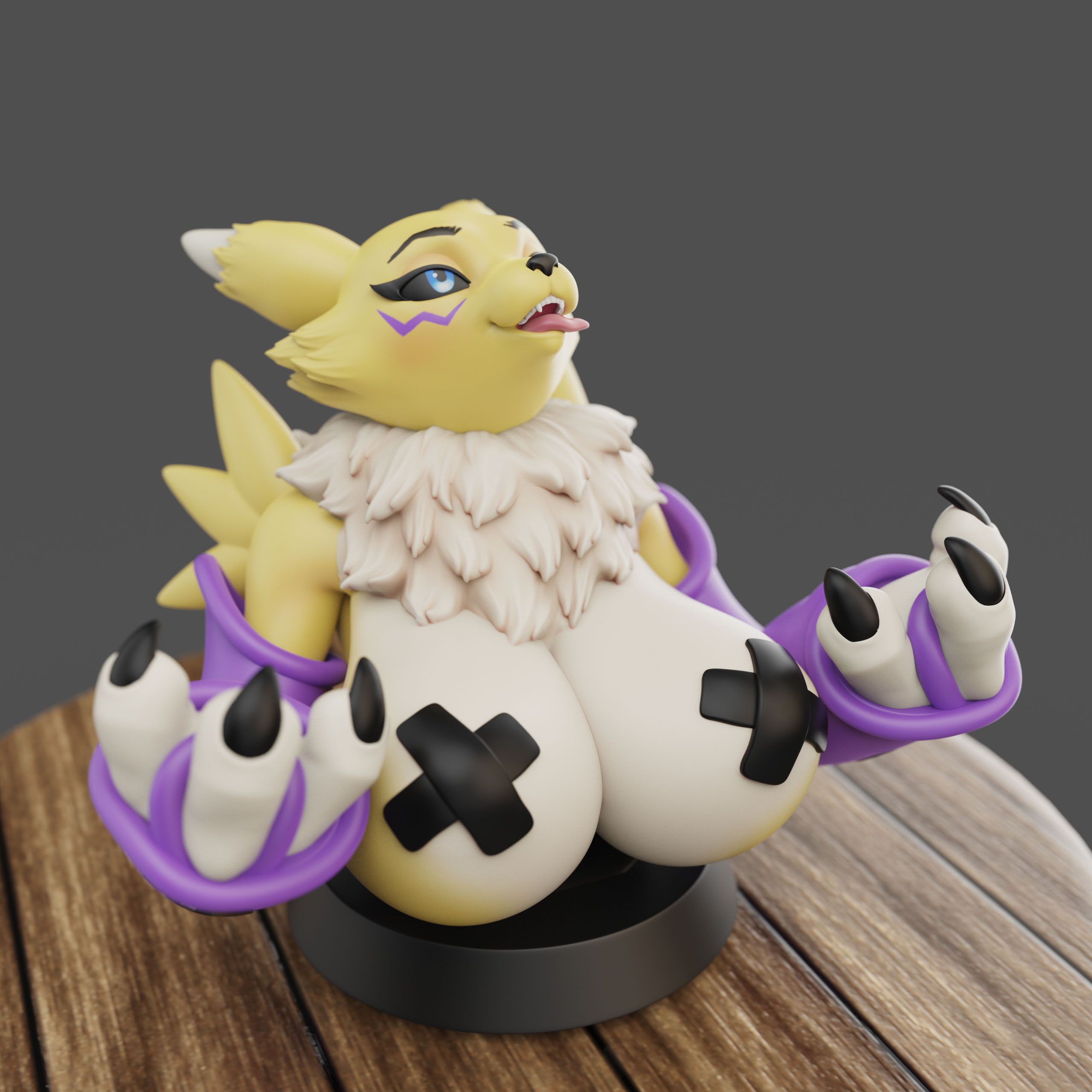 Renamon Phone Holder Statue | Digimon by Anyonensfw SFW,NSFW 3d printed statue,3d printed,Renamon Phone Holder ,Digimon statue,nsfw statue,3d printed figure