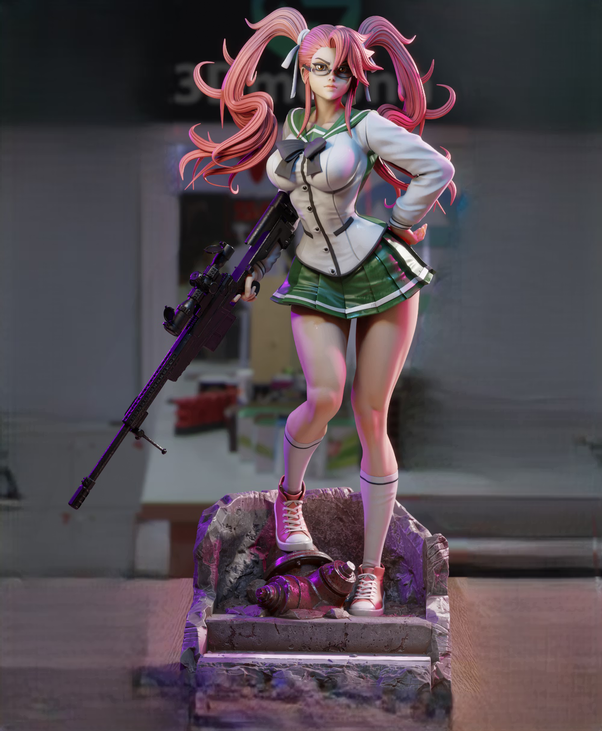 Saya Takagi Statue | Highschool of the Dead Fan Art by 3Dmoonn SFW,NSFW 3d printed,3d printed statue,Saya Takagi Statue,Highschool of the Dead statue,nsfw statue