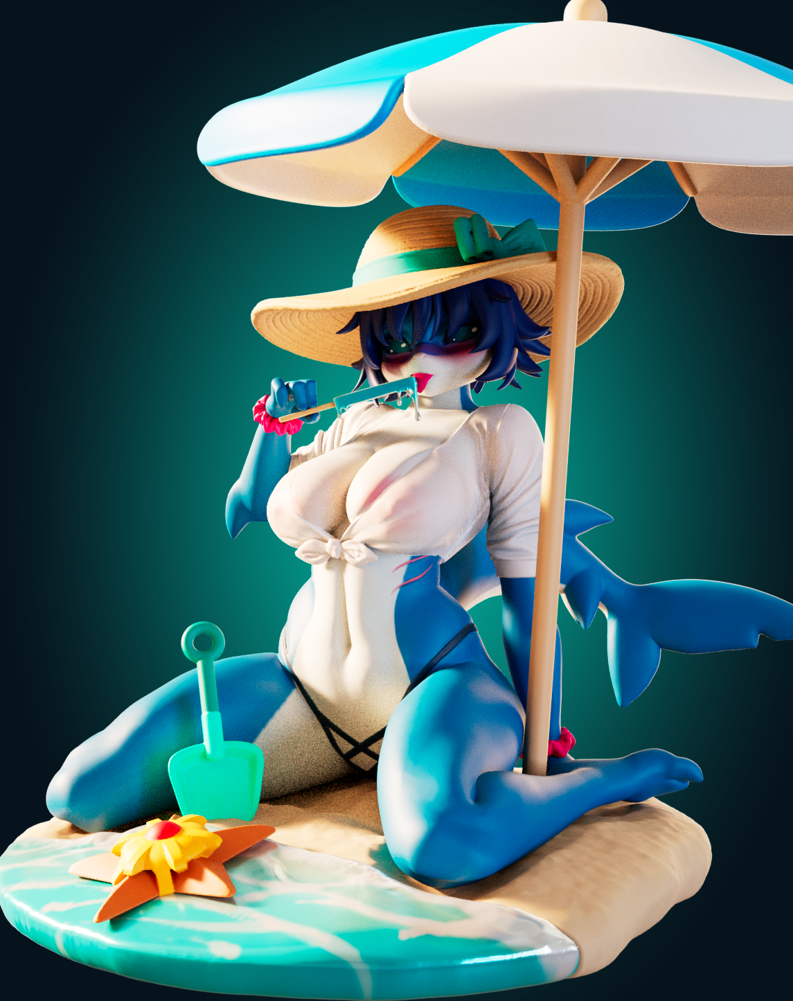 Shark Girl Furry Statue | Monster Girl Fan Art by Officer Rhu SFW,NSFW,Futa 3d printed statue,3d printed,3d printed figure,Shark Girl Statue,Monster Girl Statue,futa statue,nsfw statue,furry statue