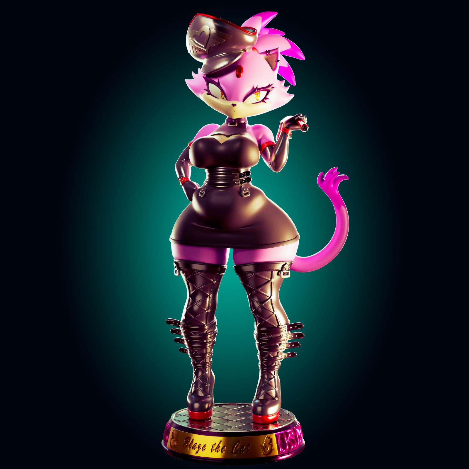 Blaze the Cat Statue | Sonic Fan Art by Officer Rhu SFW,NSFW,Futa 3d printed,Blaze the Cat statue,futa statue,Sonic statue,furry statue,nsfw statue