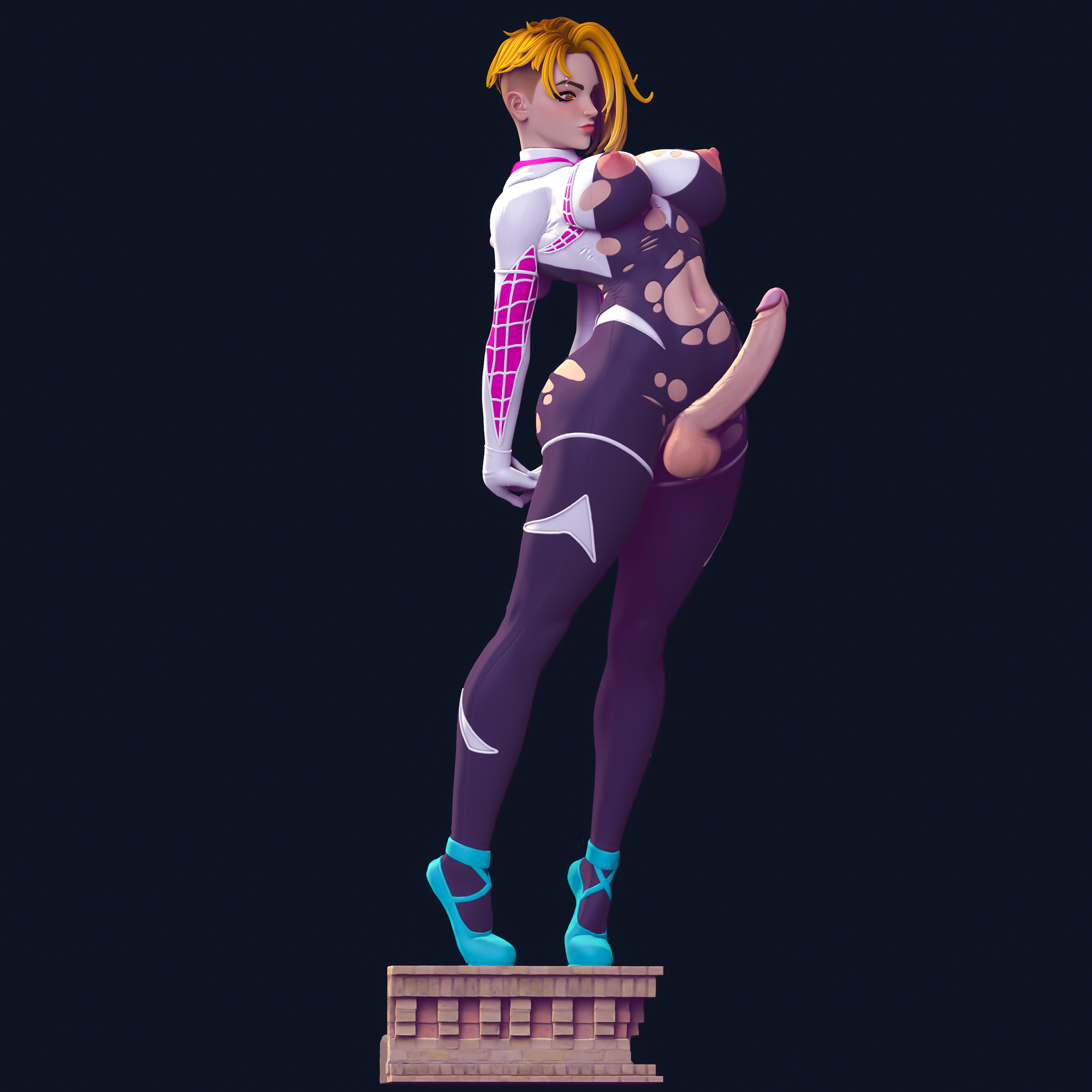 Gwen Stacy Thicc Statue | Spider Man Fan Art by Officer Rhu SFW,NSFW,Futa 3d printed statue,3d printed,nsfw statue,futa statue,Gwen Stacy statue,Spider Man statue