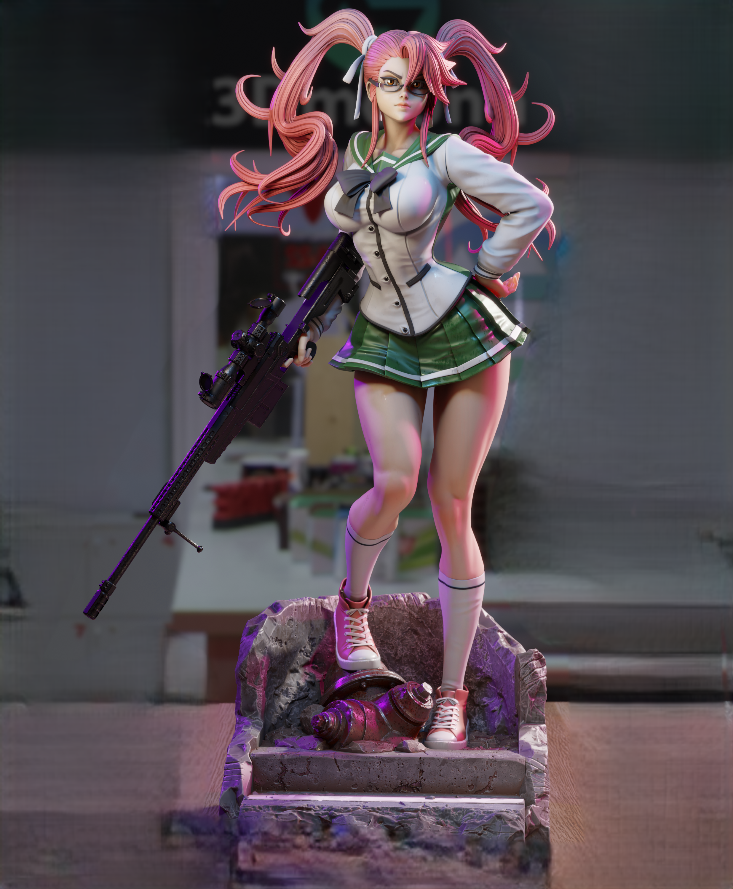 Saya Takagi Statue | Highschool of the Dead Fan Art by 3Dmoonn SFW,NSFW 3d printed,3d printed statue,Saya Takagi Statue,Highschool of the Dead statue,nsfw statue