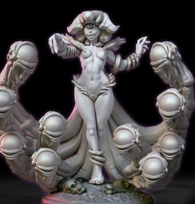Female Humanoid Beholder Miniature | DnD Fan Art by Gaz Minis SFW,NSFW 3d printed,miniature,dnd miniature,nsfw miniature,Female Humanoid Beholder,3d printed miniature