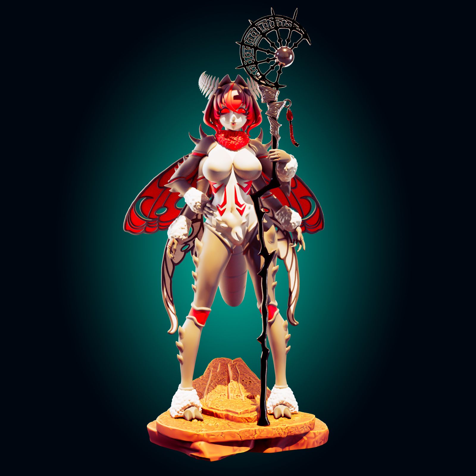 Moth Girl Statue | Monster Girl Fan Art by Officer Rhu SFW,NSFW,Futa 3d printed,Moth Girl statue,futa statue,Monster Girl statue,furry statue,nsfw statue