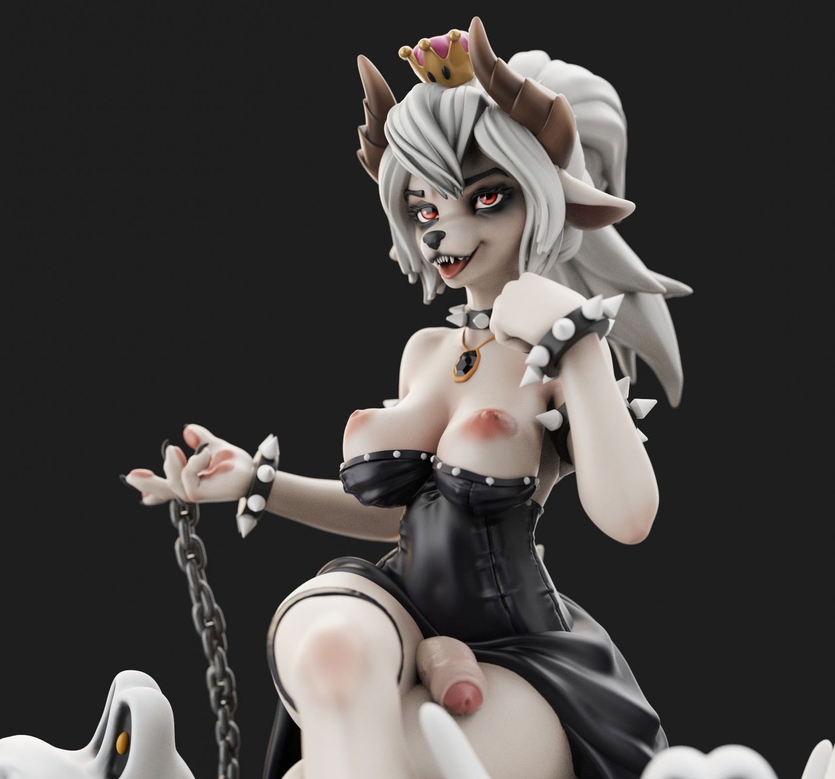 Bowsette Furry Statue | Super Mario Fan Art by Anyonensfw SFW,NSFW,Futa 3d printed,3d printed statue,nsfw statue,futa statue,Bowsette Statue,Super Mario Statue