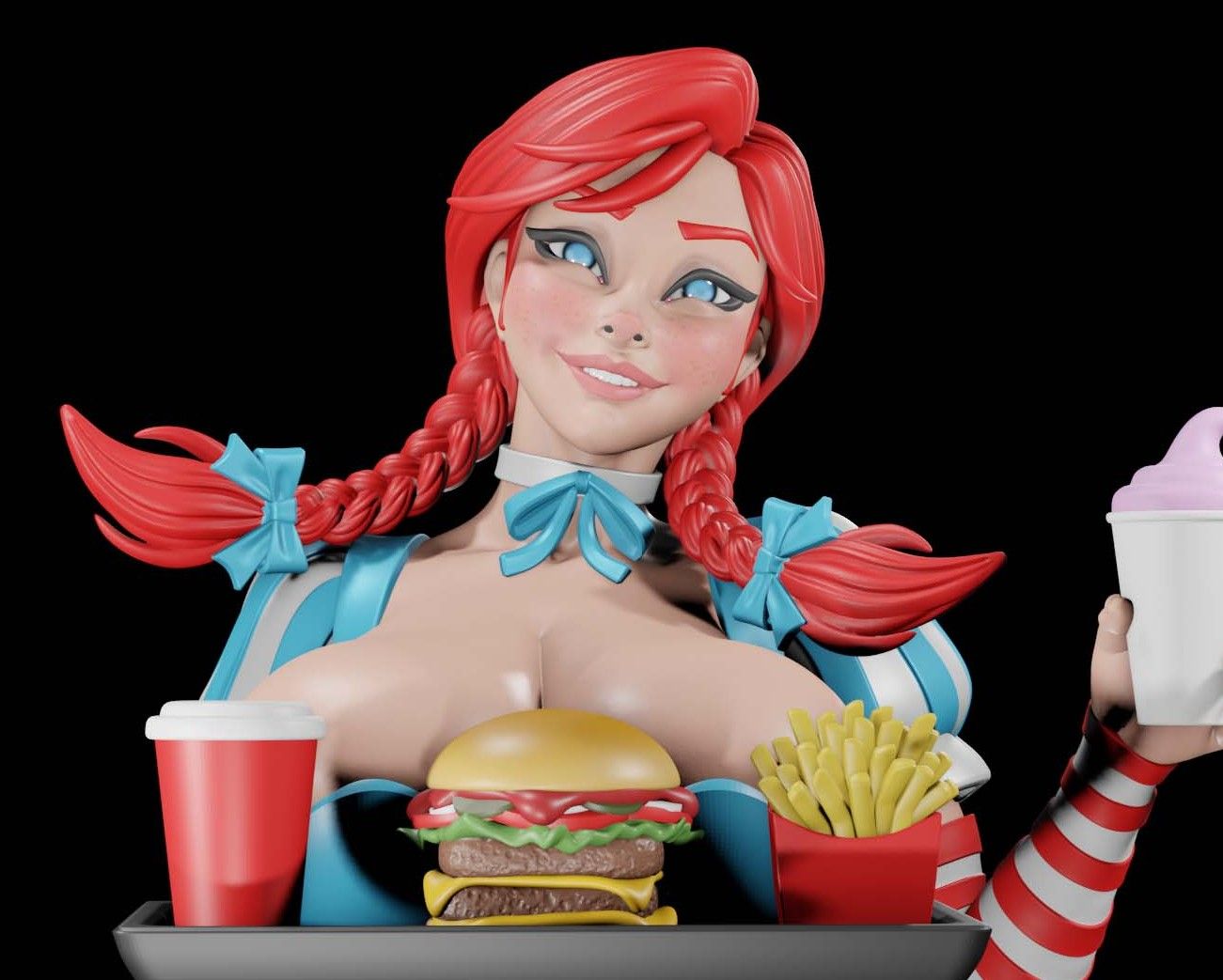Wendy's Statue | Wendys Fan Art by Digital Dark SFW,NSFW,Futa futa statue,3d printed,nsfw statue,Wendy's Statue,3d printed figure,Wendys Statue