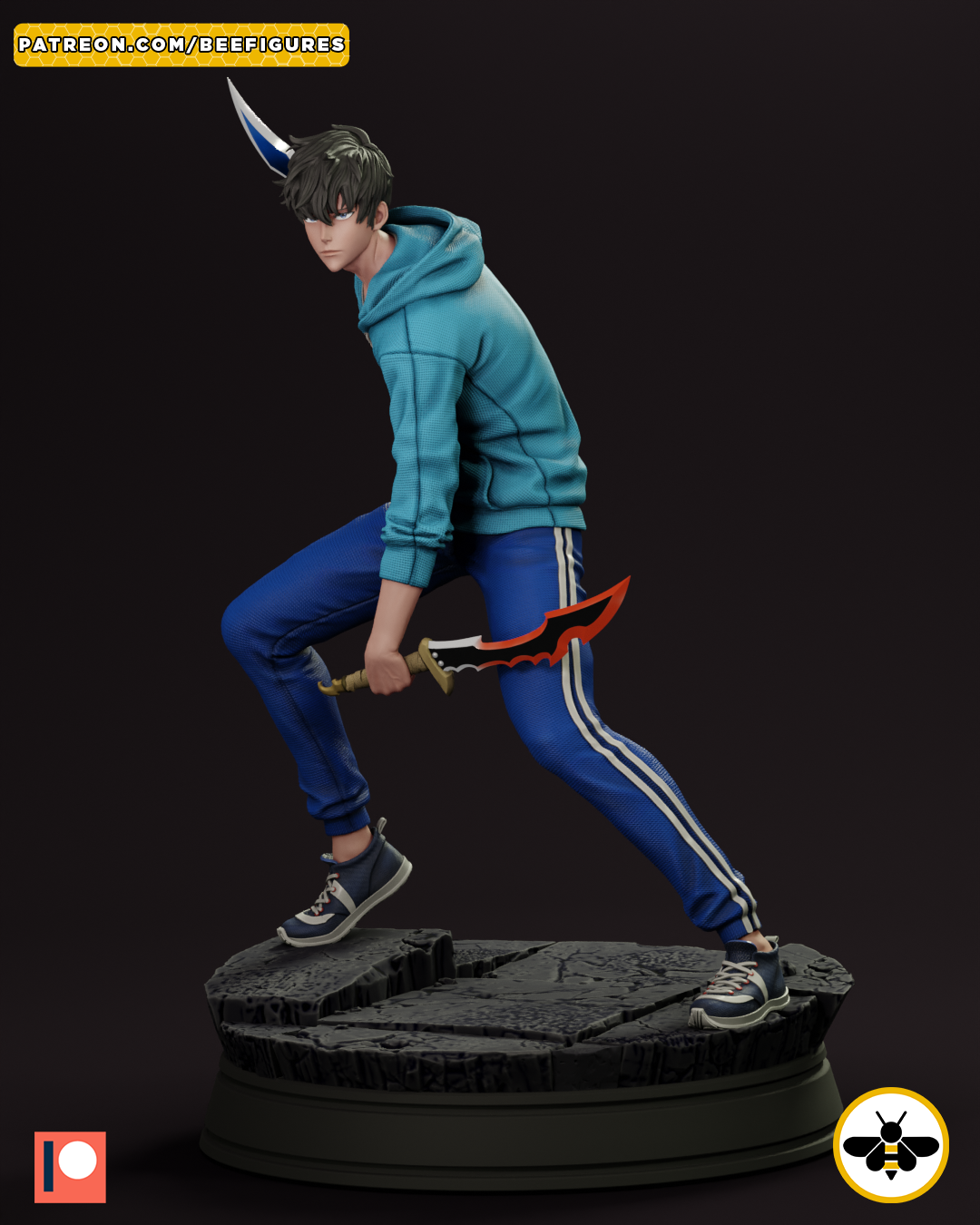 Sung Jin-Woo Statue | Solo leveling Fan Art by Bee Figures SFW 3d printed statue,Solo leveling,3d printed,Sung Jin woo Statue,Jinwoo Statue