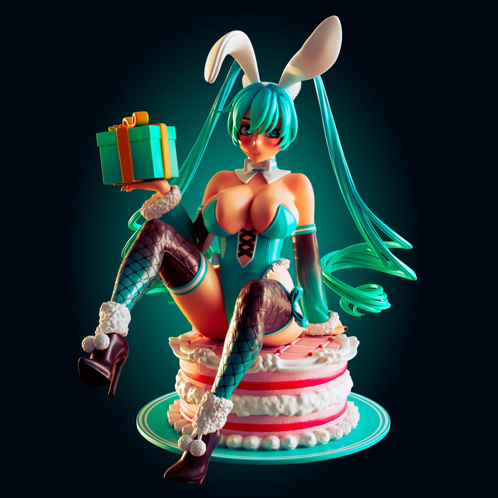 Hatsune Miku Bunny Girl Statue | Vocaloid Fan Art by Officer Rhu SFW,NSFW,Futa 3d printed,Hatsune Miku Bunny Girl statue,futa statue,Vocaloid statue,furry statue,nsfw statue