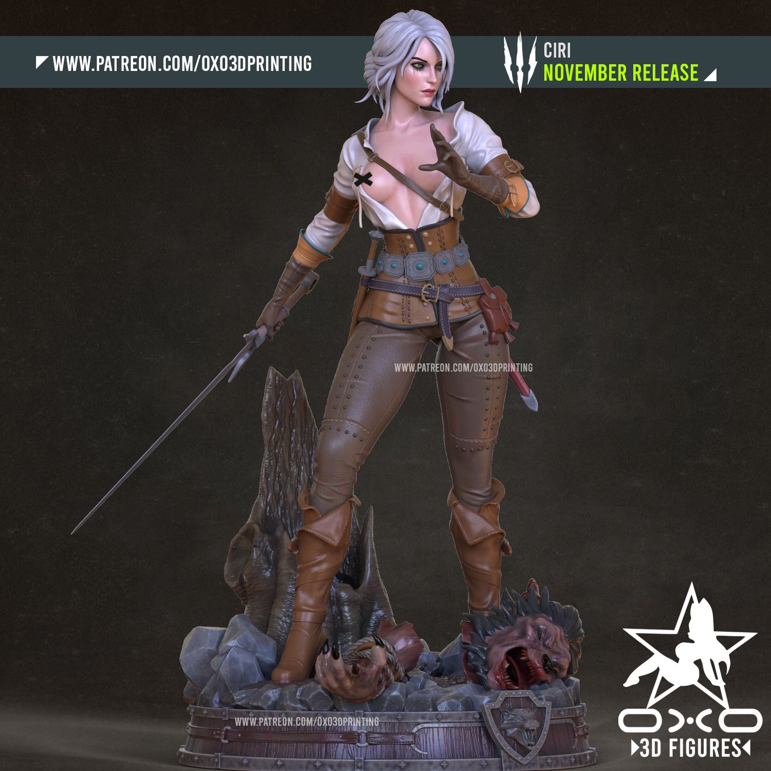 Ciri Statue | The Witcher Fan Art by OXO3D SFW,NSFW null