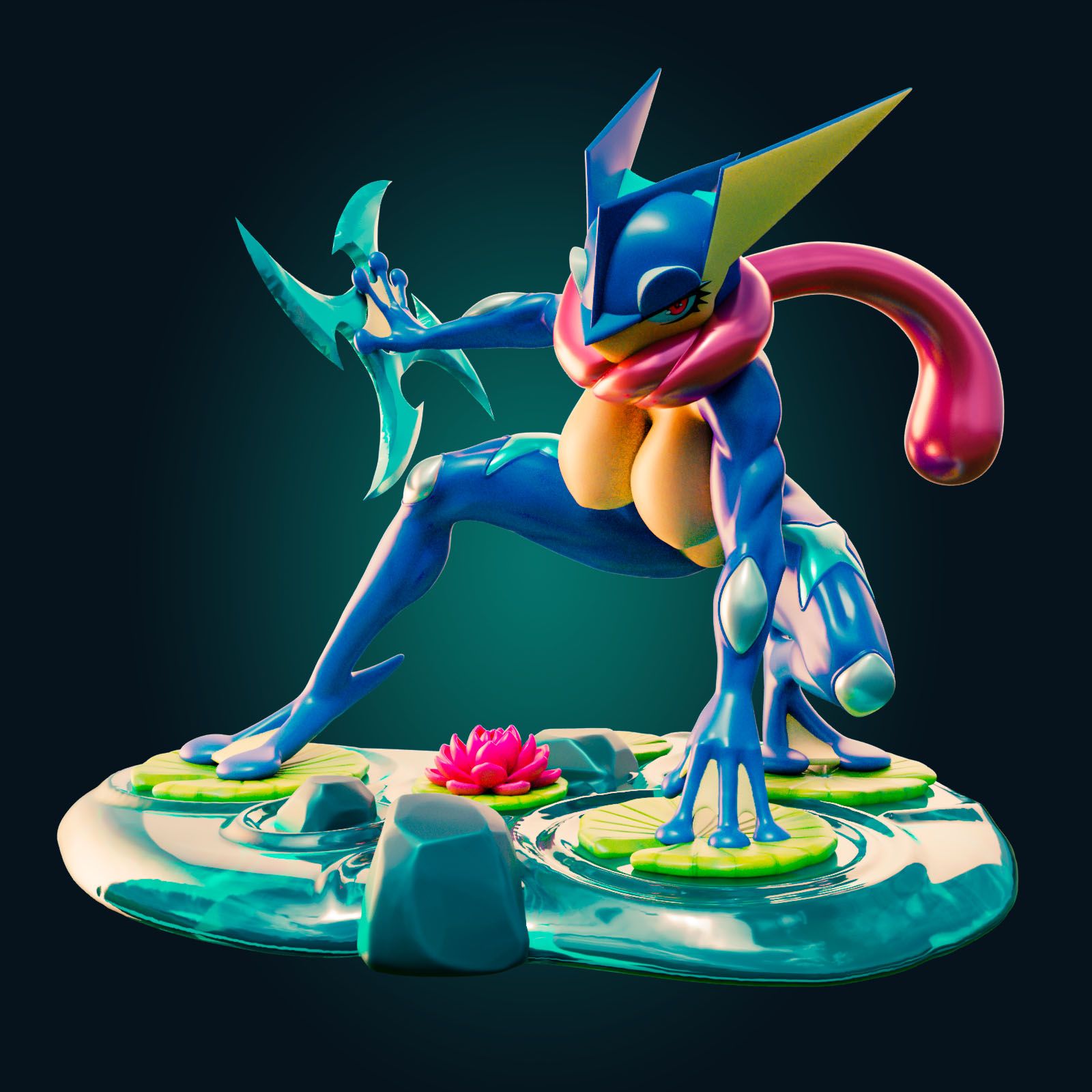 Greninja Curvy Statue | Pokemon Fan Art by Officer Rhu SFW,NSFW,Futa 3d printed statue,3d printed,3d printed figure,Greninja Statue,Pokemon Statue,futa statue,futa figurines,futanari figurines,futanari statue,nsfw statue,furry statue
