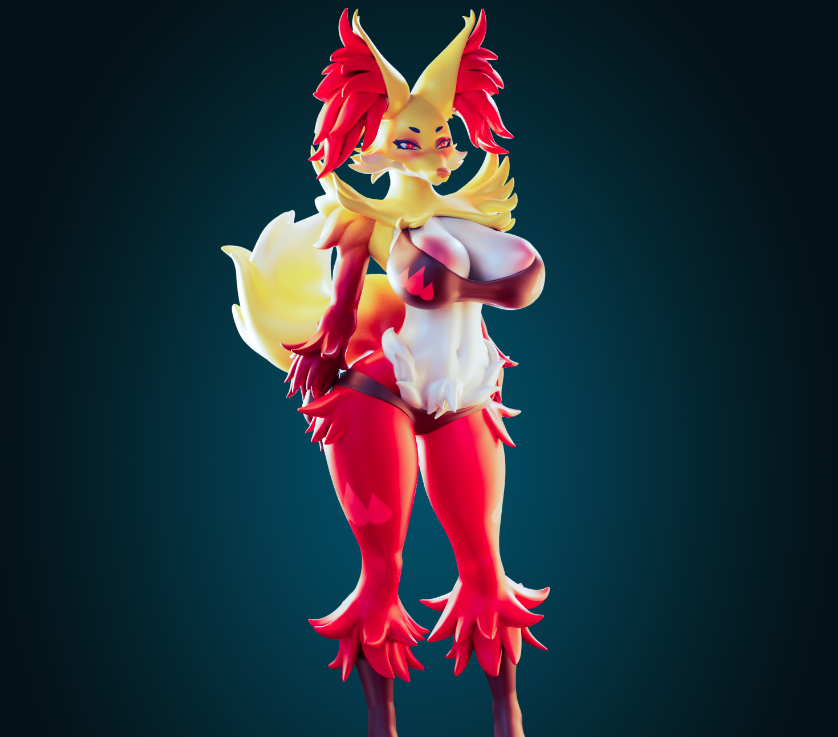 Delphox Thicc Statue | Pokémon Fan Art by Officer Rhu SFW,NSFW,Futa null
