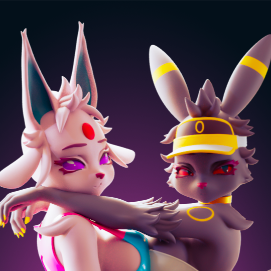Espeon and Umbreon Eevee Statue | Pokémon Fan Art by Officer Rhu SFW,NSFW,Futa 3d printed,Espeon and Umbreon statue,futa statue,pokemon statue,furry statue,nsfw statue