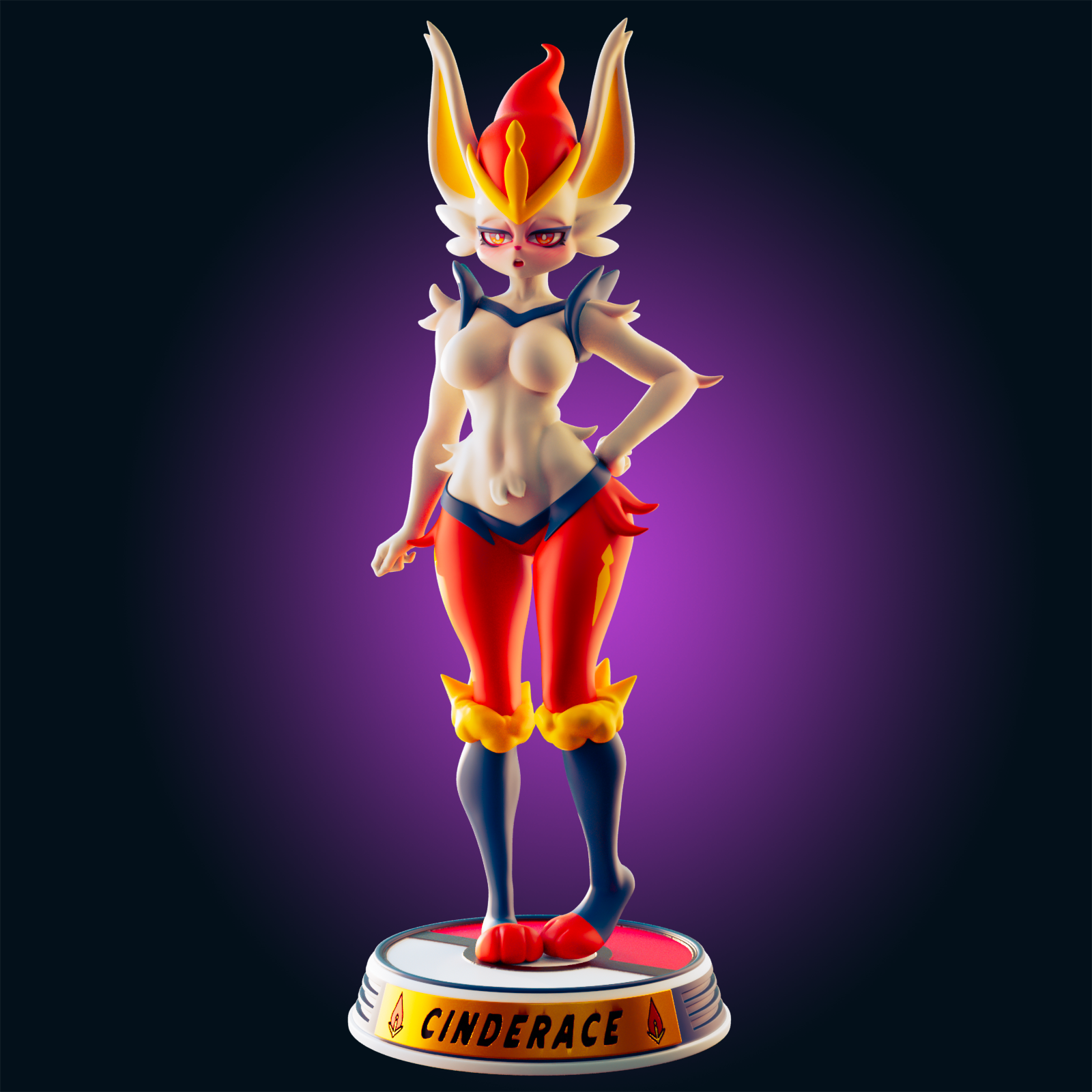 Cinderace Statue | Pokémon Fan Art by Officer Rhu SFW,NSFW,Futa 3d printed,Cinderace statue,futa statue,pokemon statue,furry statue,nsfw statue