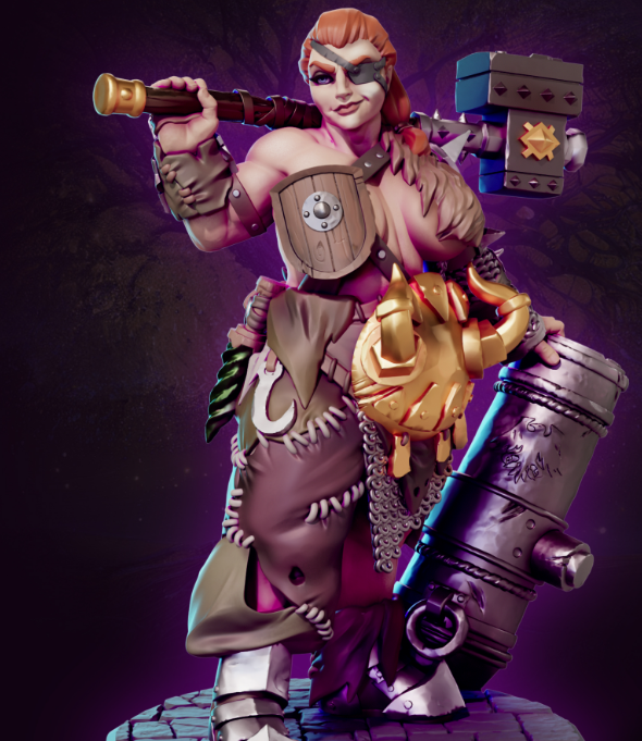 Drunga Smallgut the female Ogre Miniature | DnD Fan Art by Gaz Minis SFW,NSFW 3d printed,miniature,dnd miniature,Drunga Smallgut the female Ogre,3d printed miniature,nsfw miniature