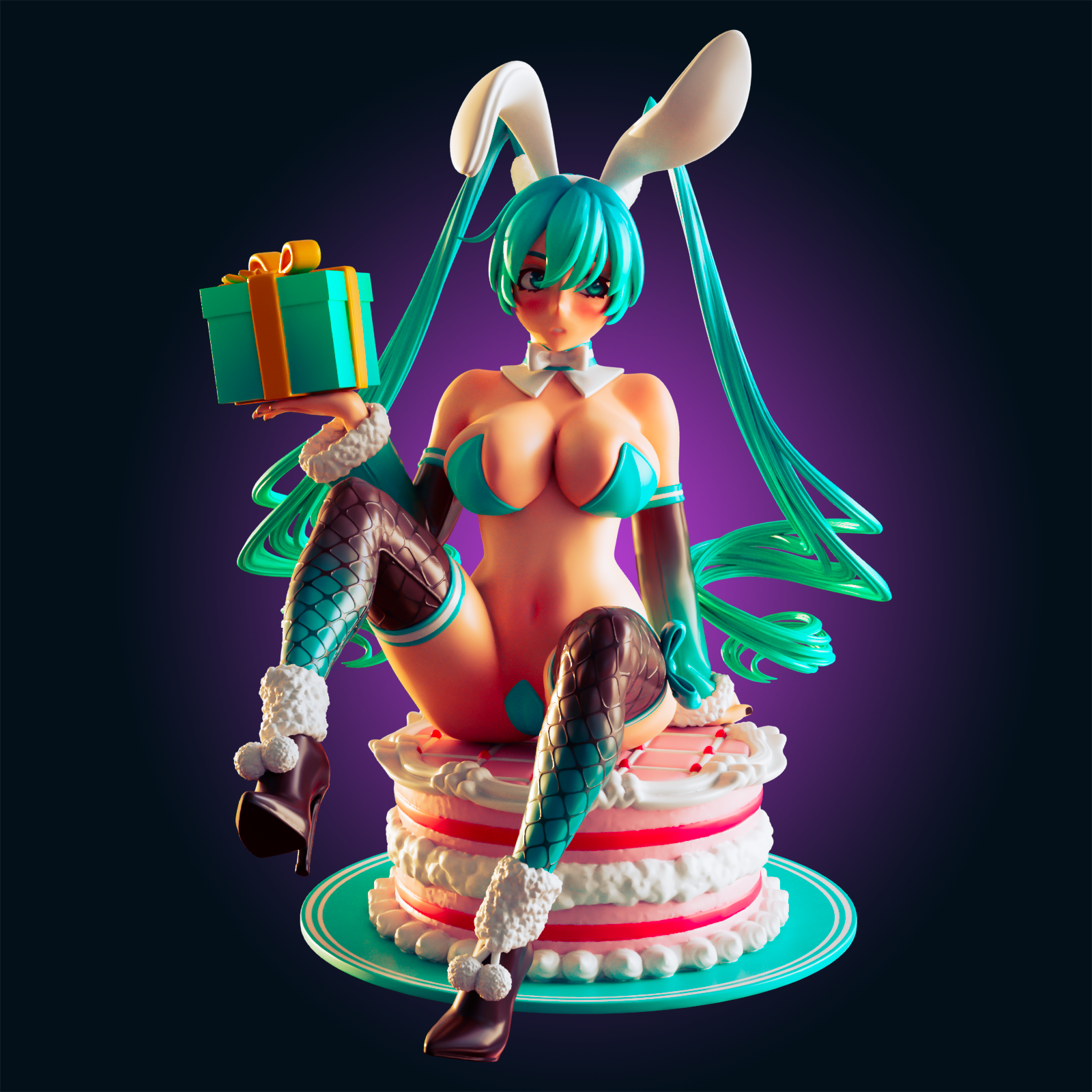 Hatsune Miku Bunny Girl Statue | Vocaloid Fan Art by Officer Rhu SFW,NSFW,Futa 3d printed,Hatsune Miku Bunny Girl statue,futa statue,Vocaloid statue,furry statue,nsfw statue