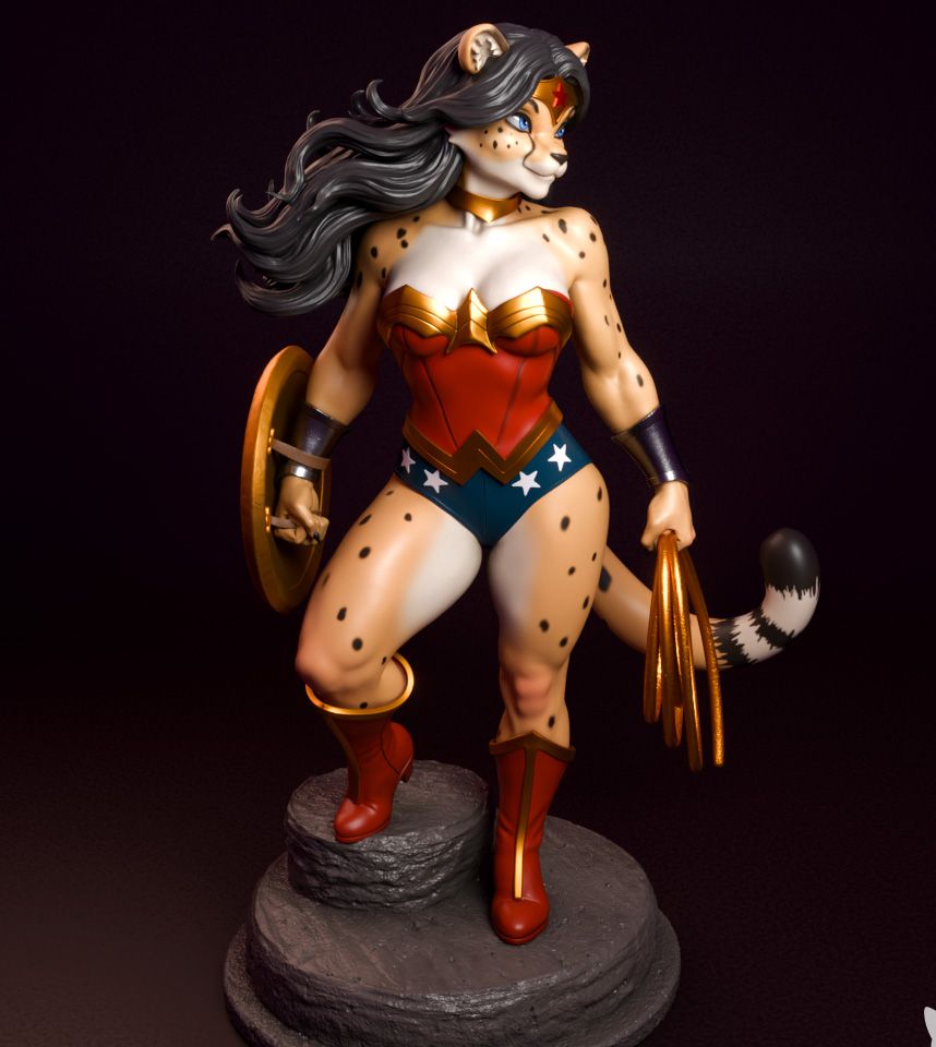 Anthro Wonder Woman Furry Statue | DC Fan Art by mowmaw SFW 3d printed,3d printed statue,Wonder Woman statue,DC statue,furry statue