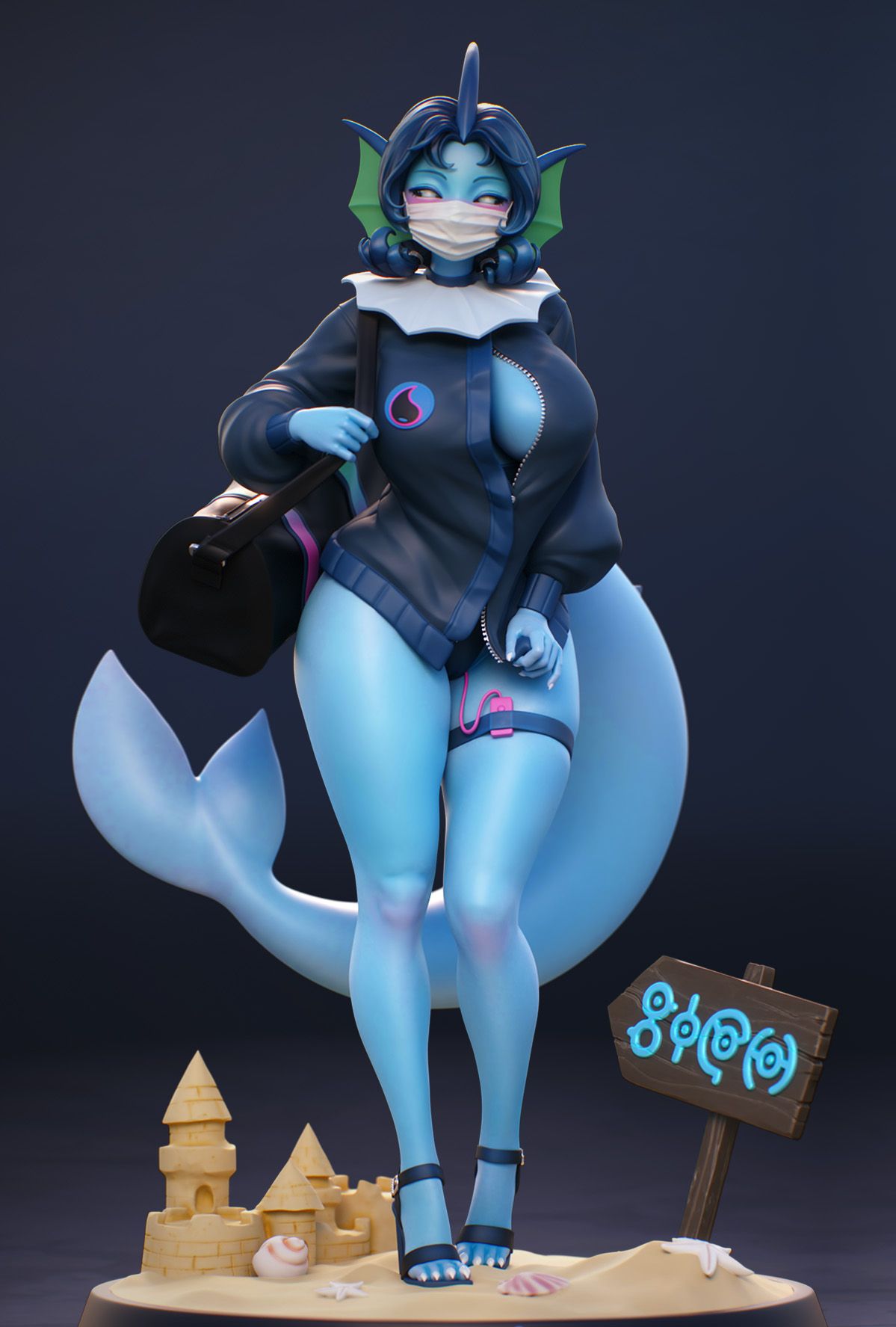 Vaporeon Statue | Pokémon Fan Art by Onagaba SFW,NSFW 3d printed,3d printed statue,nsfw statue,futa statue,furry statue,Vaporeon Statue,Pokémon Statue,futa figurines,futanari figurines,futanari statue