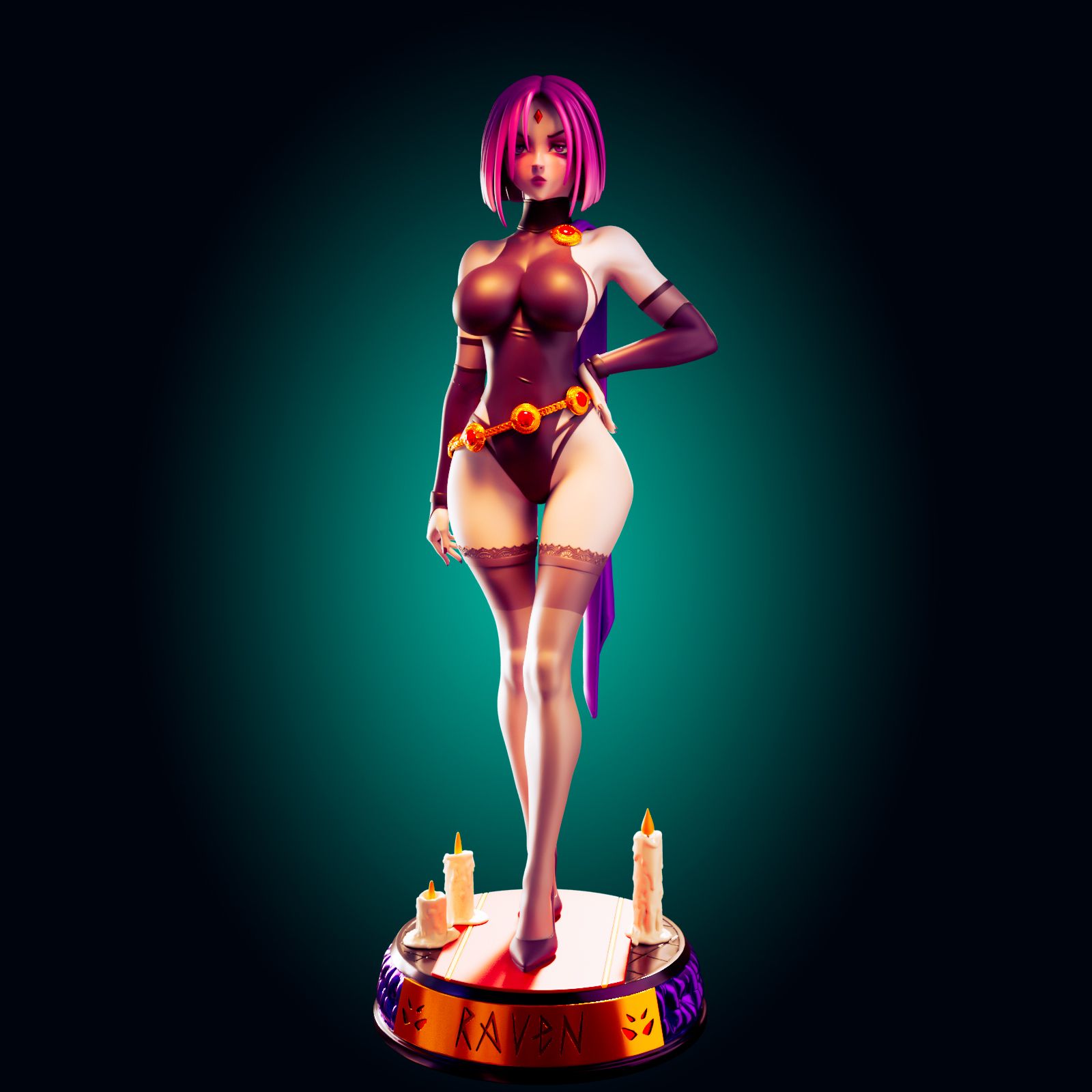 Raven Statue | DC Fan Art by Officer Rhu SFW,NSFW,Futa 3d printed statue,3d printed,futa statue,nsfw statue,Raven Statue,DC Statue