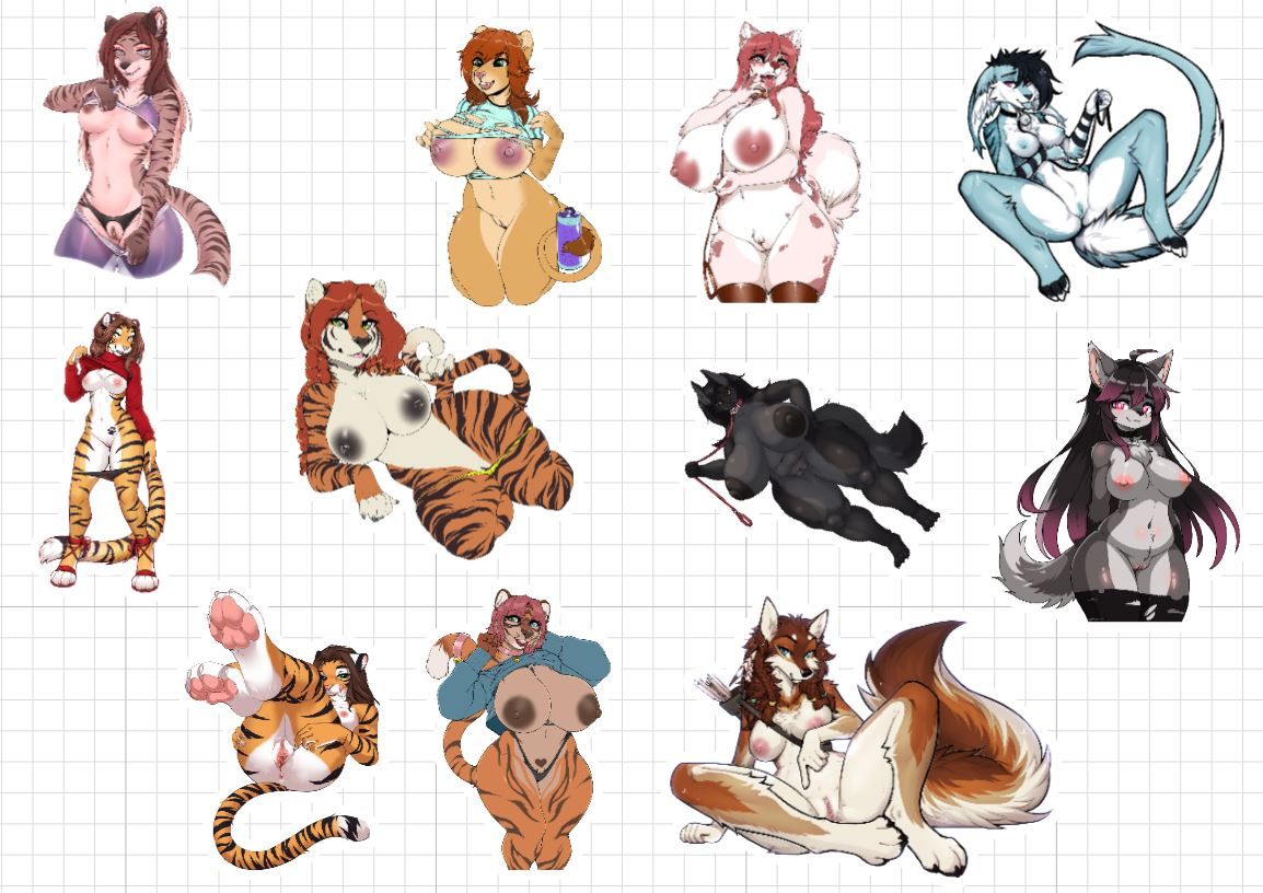 Furry Nsfw Girl Mix Pack Sticker | Original Vinyl Sticker NSFW furry sticker,stickers,furry nsfw sticker,NSFW stickers