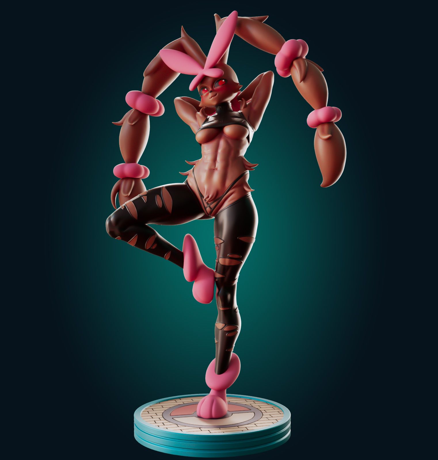 Mega Lopunny Statue | Pokemon Fan Art by Officer Rhu SFW,NSFW,Futa 3d printed statue,3d printed,3d printed figure,Lopunny Statue,Pokemon Statue,futa statue,futa figurines,futanari figurines,futanari statue,furry statue