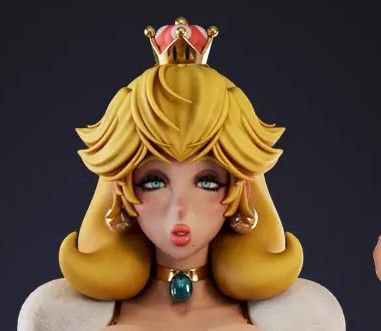 Princess Peach Statue | Super Mario Fan Art by Officer Rhu SFW,NSFW null