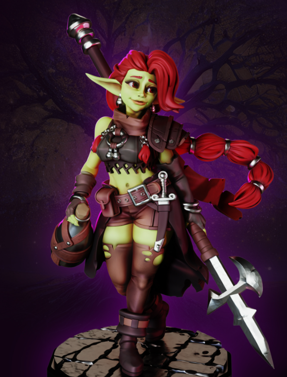 Halberd welder Jillie Goblin Miniature | DnD Fan Art by Gaz Minis SFW,NSFW 3d printed,miniature,dnd miniature,Halberd welder Jillie Goblin,3d printed miniature,nsfw miniature