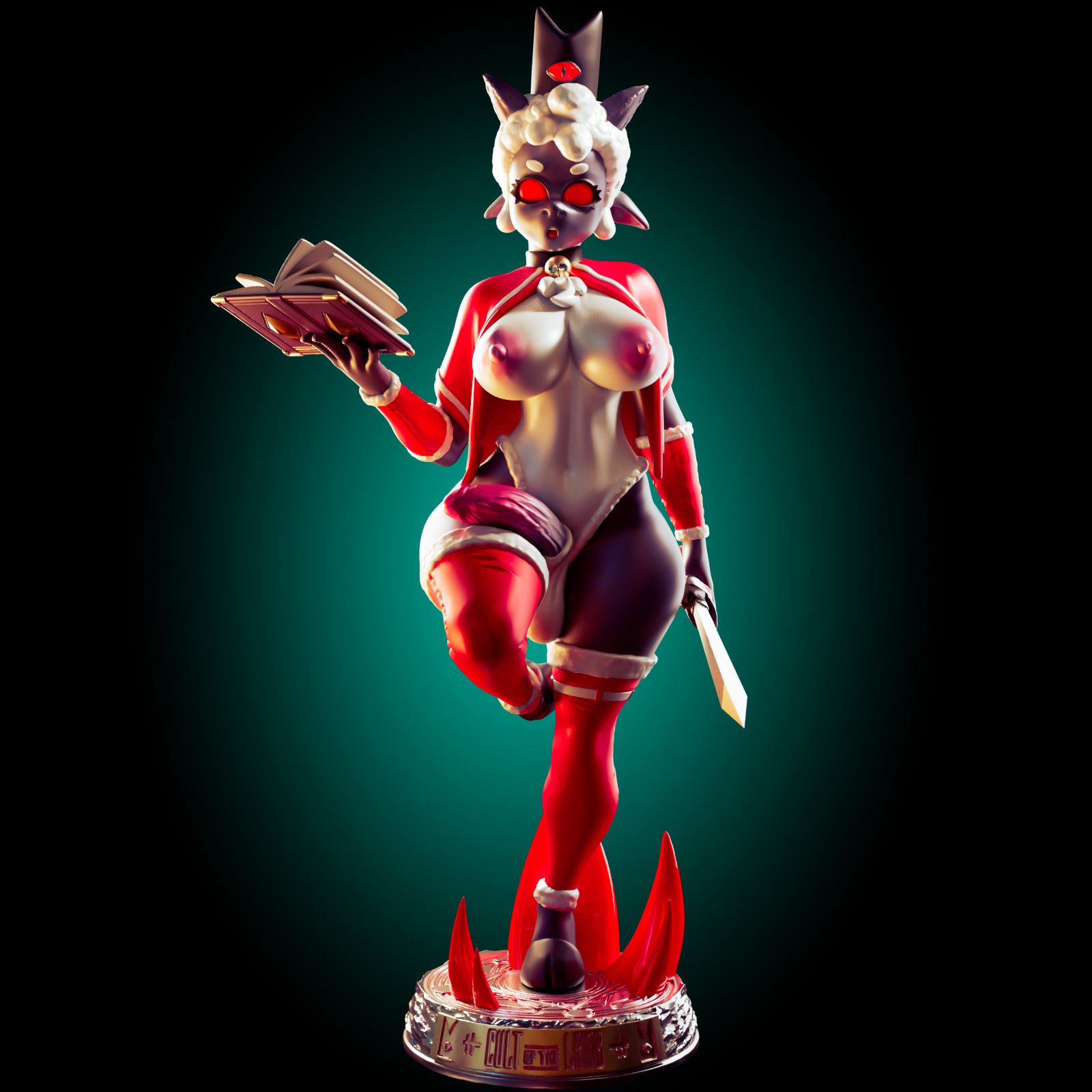 Christmas Lamb Thick Statue | Cults of the Lambs Fan Art by Officer Rhu SFW,NSFW,Futa 3d printed statue,3d printed,nsfw statue,Christmas Lamb Statue,Cults of the Lambs Statue,futa statue