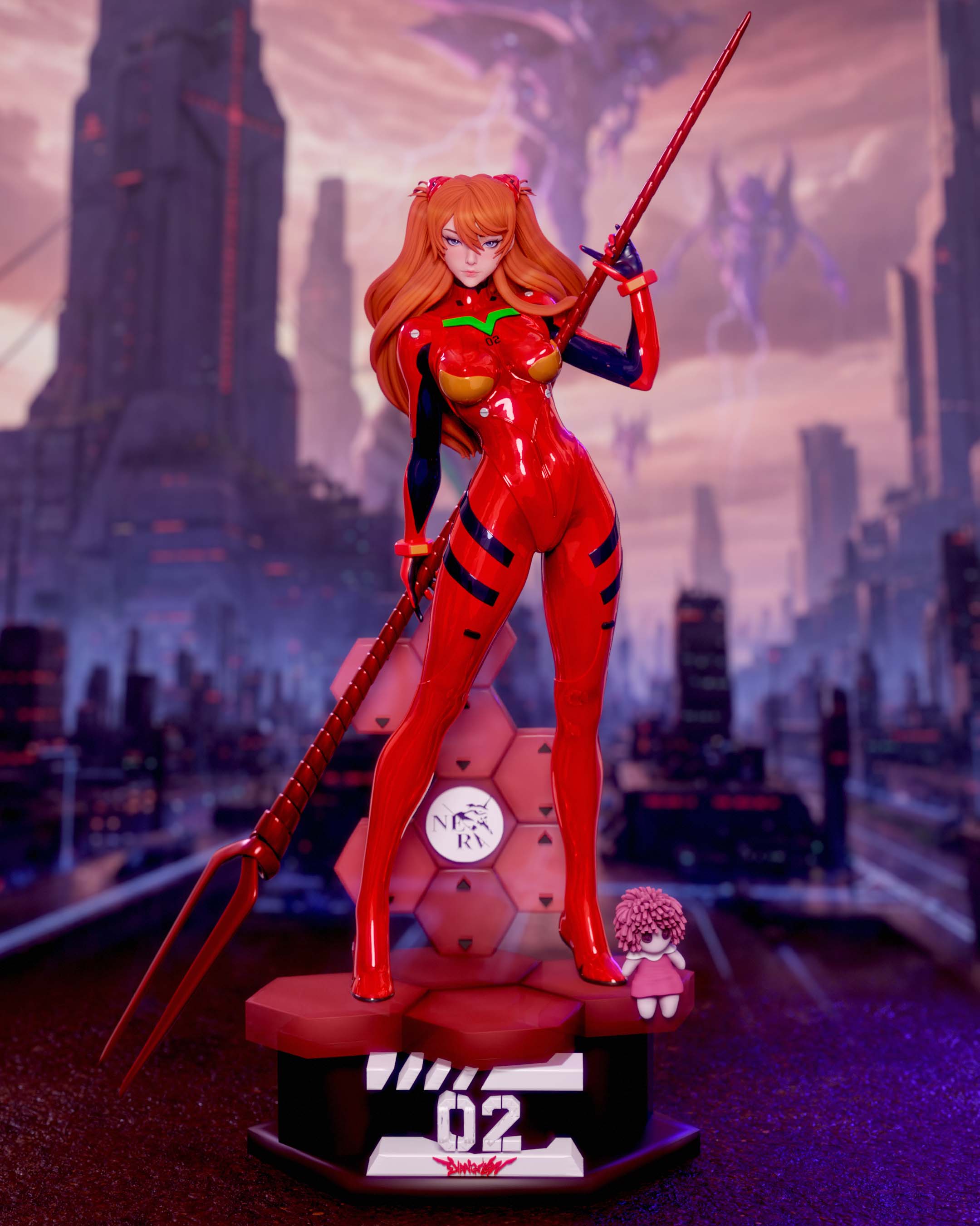Asuka Statue | Evangelion Fan Art by Momoji3d SFW,NSFW 3d printed statue,3d printed,nsfw statue,evangelion statue,Asuka statue