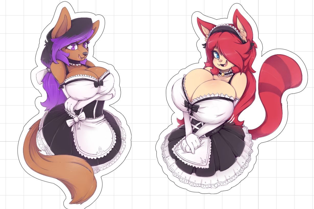 Maid 2 furry girl Sticker | Original Vinyl Sticker SFW maid furry,furry sticker,maid sticker,sfw sticker