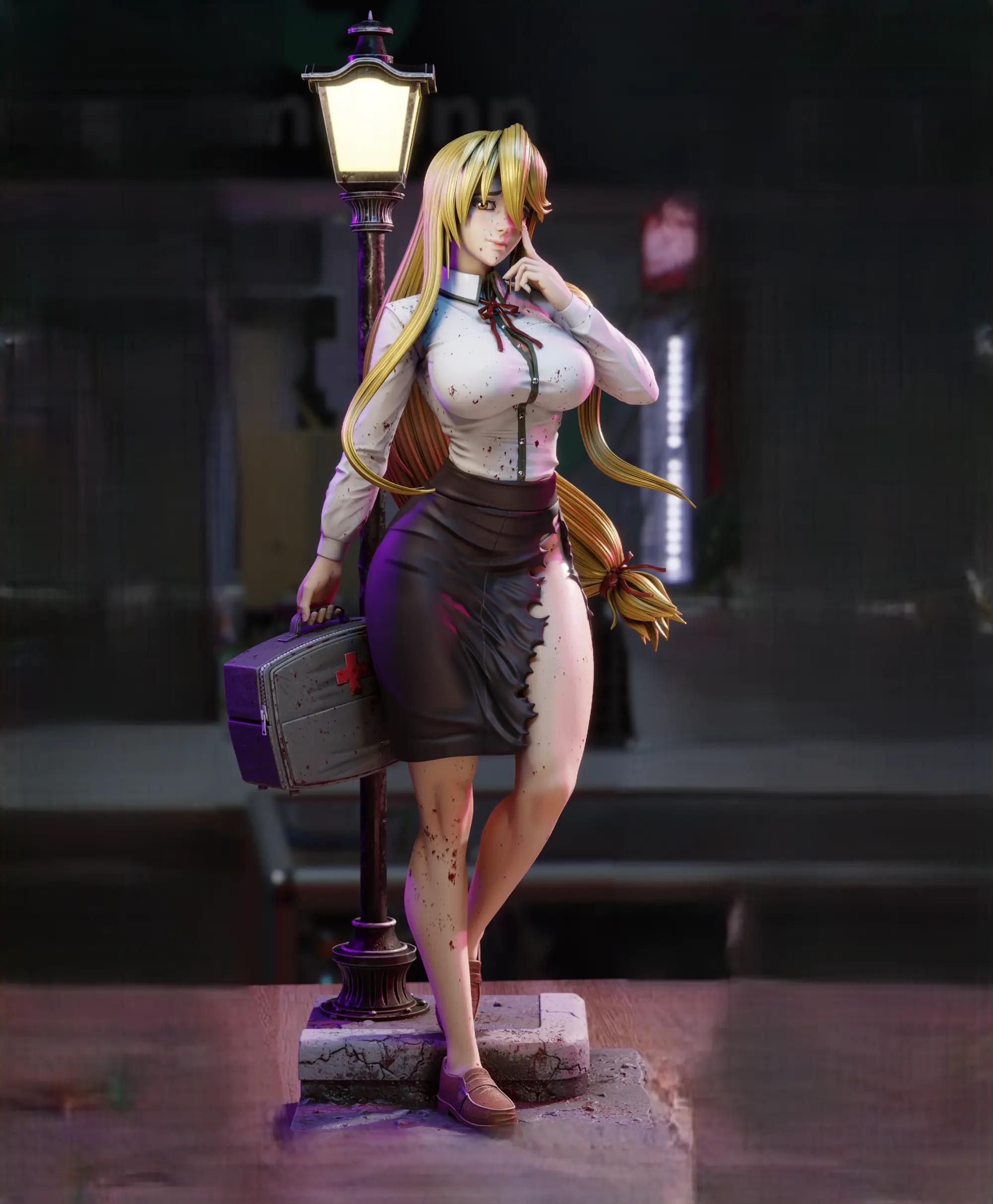 Shizuka Marikawa Statue | Highschool of the Dead Fan Art by 3Dmoonn SFW,NSFW 3d printed,3d printed statue,Shizuka Marikawa Statue,Highschool of the Dead statue,nsfw statue