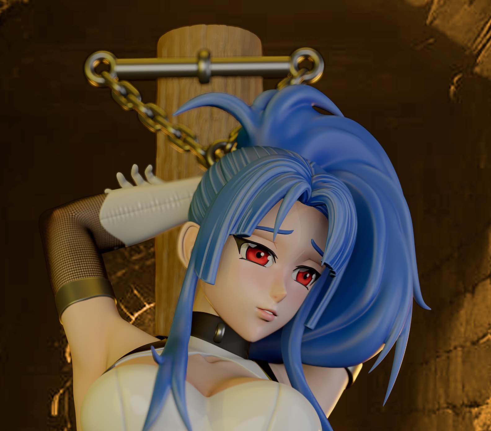 Yatsu Murasaki Chained Statue | Taimanin Murasaki Fan Art by Momoji3d SFW,NSFW 3d printed statue,3d printed,nsfw statue,Taimanin Murasaki statue,Yatsu Murasaki statue