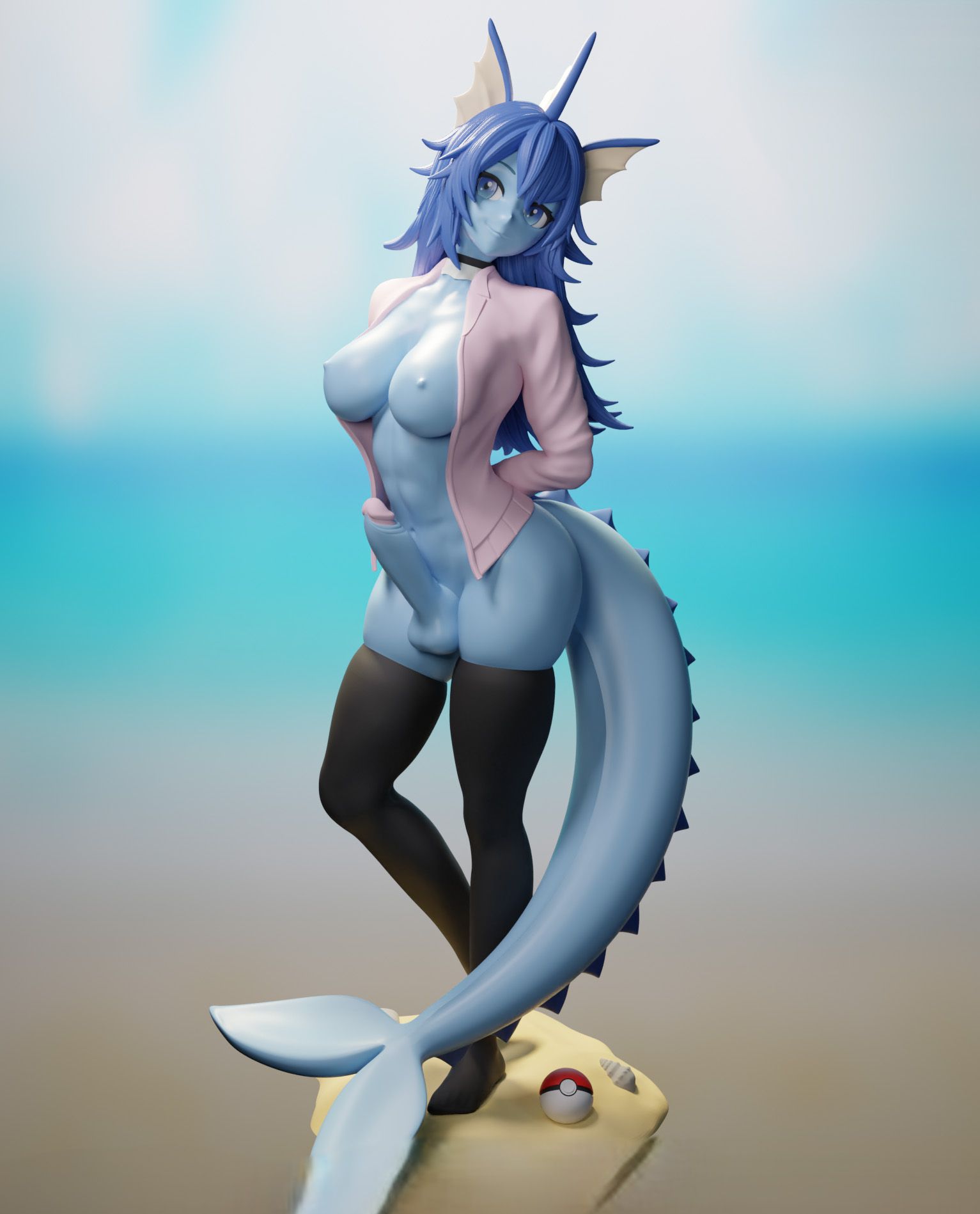 Vaporeon Statue | Pokémon Fan Art by FunserviceSTL SFW,NSFW,Futa 3d printed,3d printed statue,nsfw statue,futa statue,furry statue,Vaporeon Statue,Pokémon Statue,futa figurines,futanari figurines,futanari statue