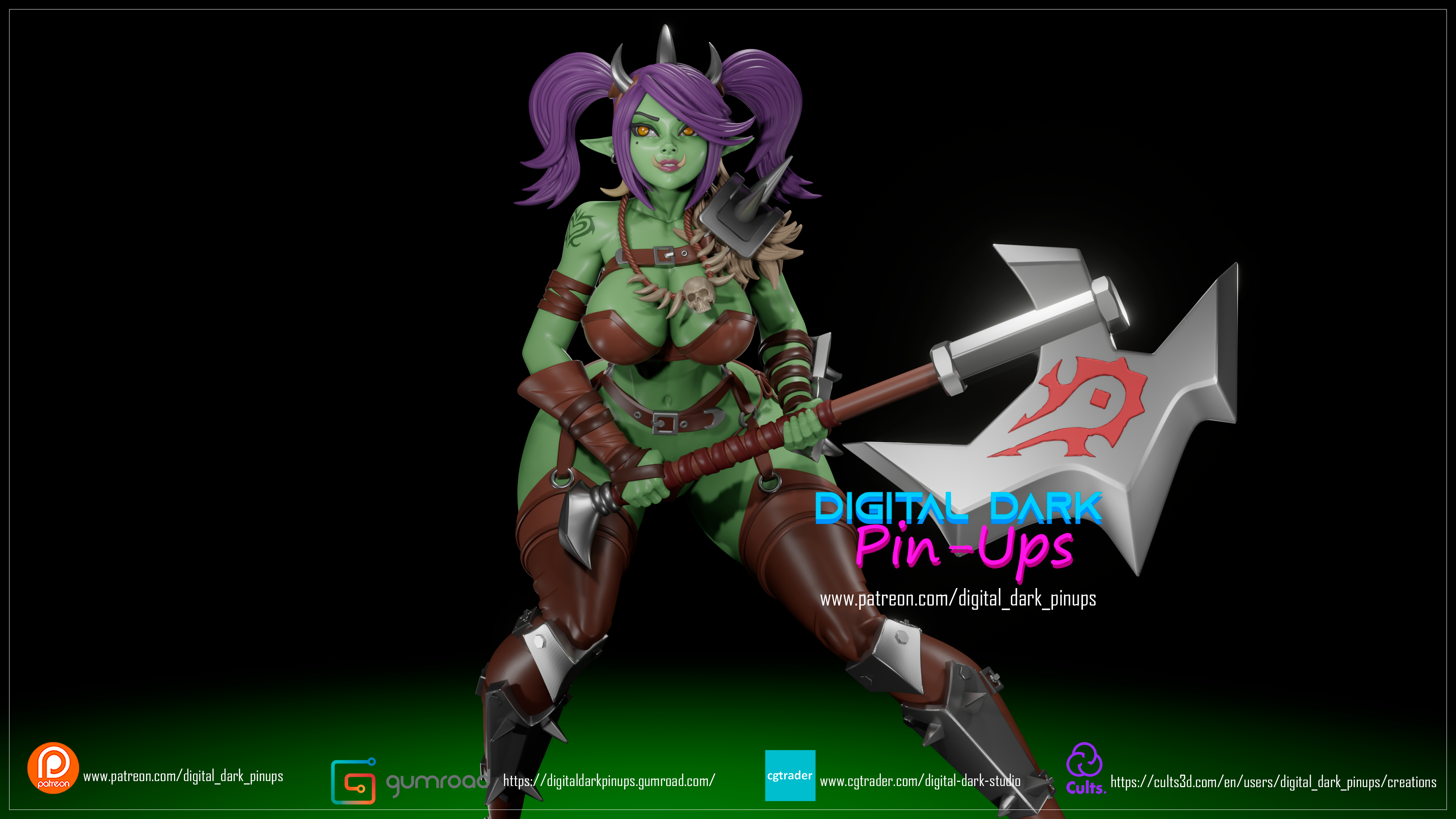 Orc Girl Statue | World of Warcraft Fan Art by Digital Dark SFW,NSFW,Futa 3d printed statue,3d printed,nsfw statue,futa statue,3d printed figure,Orc Girl Statue,World of Warcraft Statue